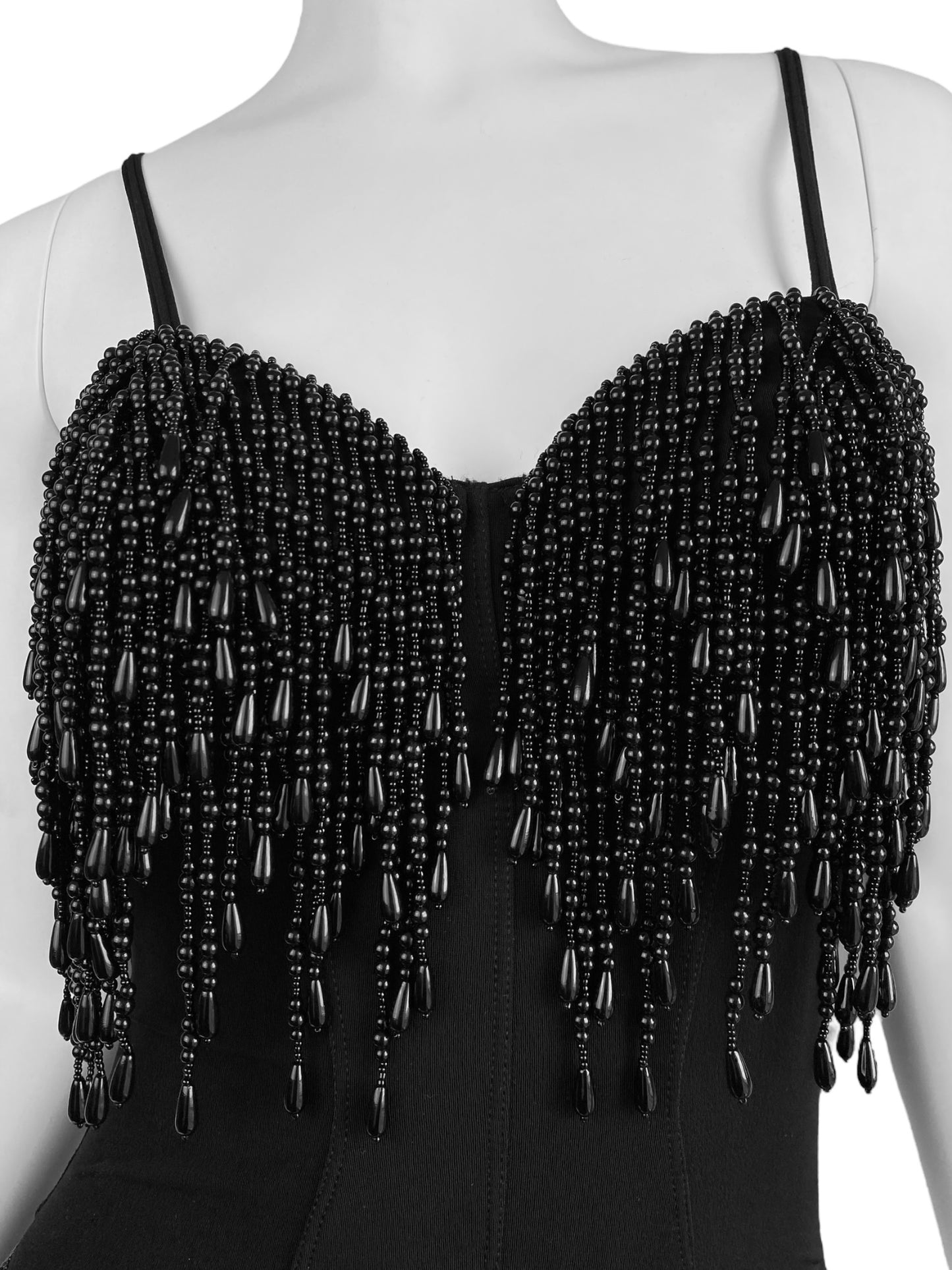 AQUAGIRL SS1992 (PLEIN SUD) BLACK BEADED FRINGES TOP