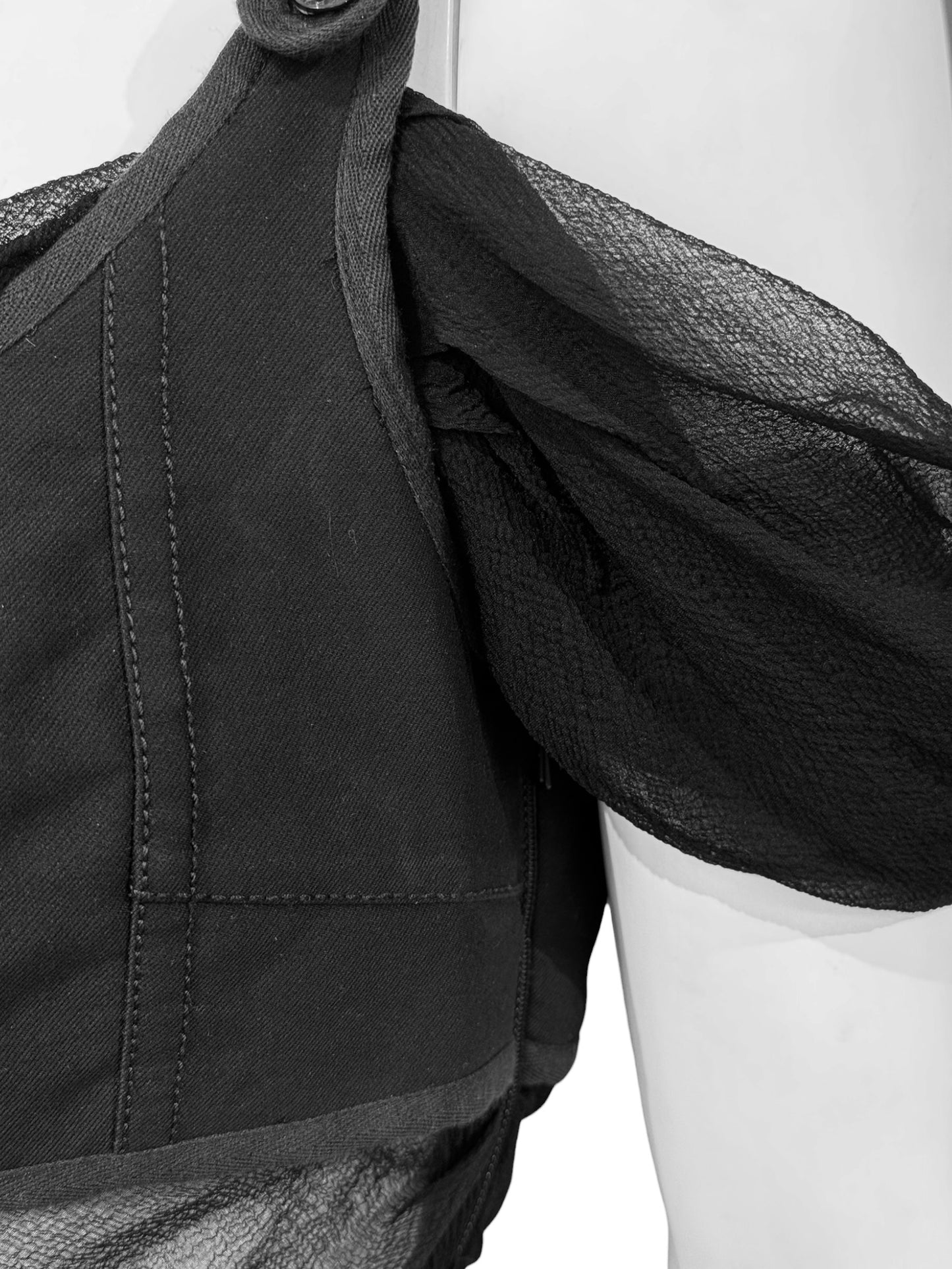 ALEXANDER MCQUEEN SS2005 «IT’S ONLY A GAME» BLACK SILK DRAPED CORSET TOP
