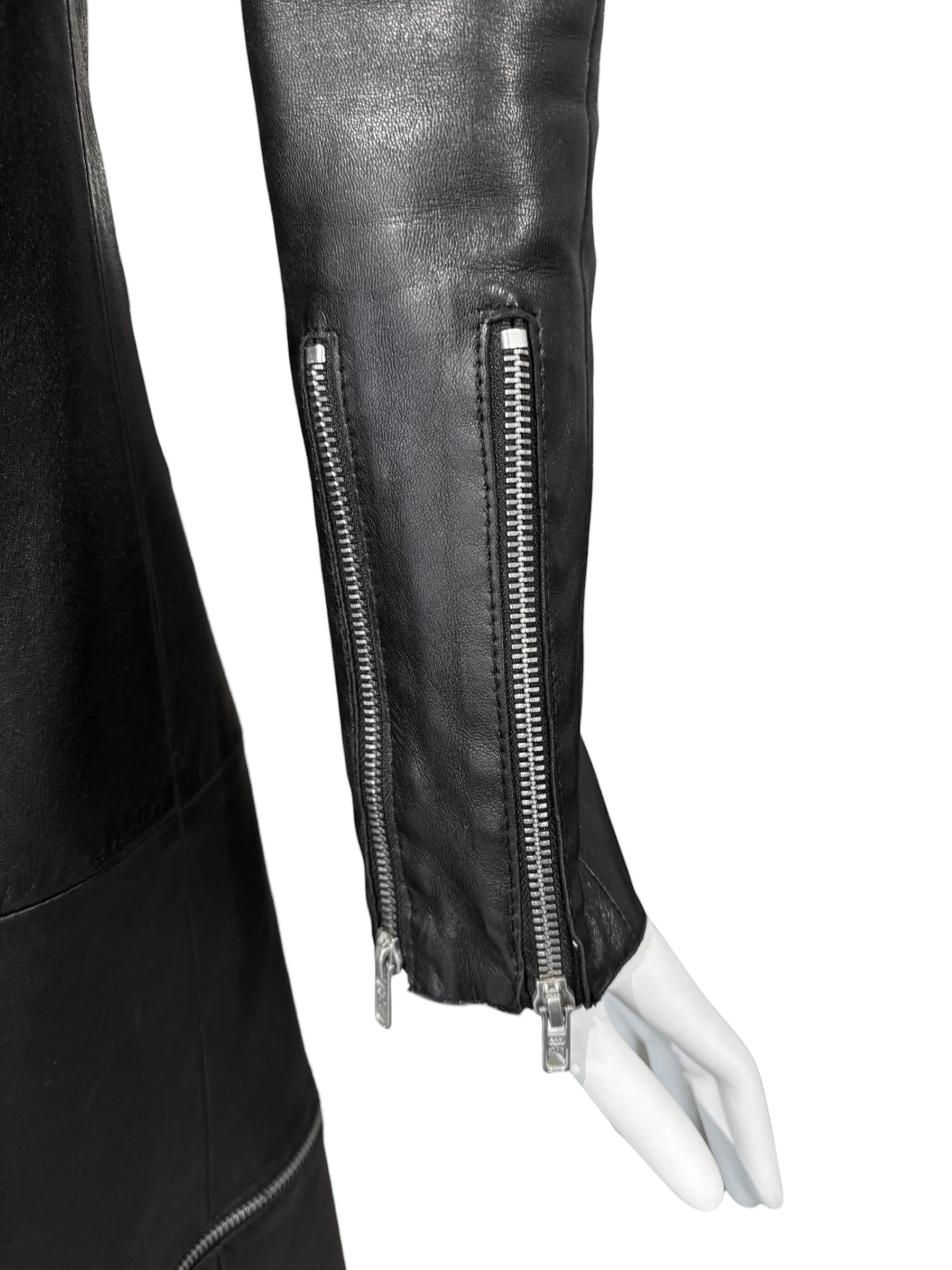 JITROIS 2000s BLACK LEATHER MULTI-ZIP COAT
