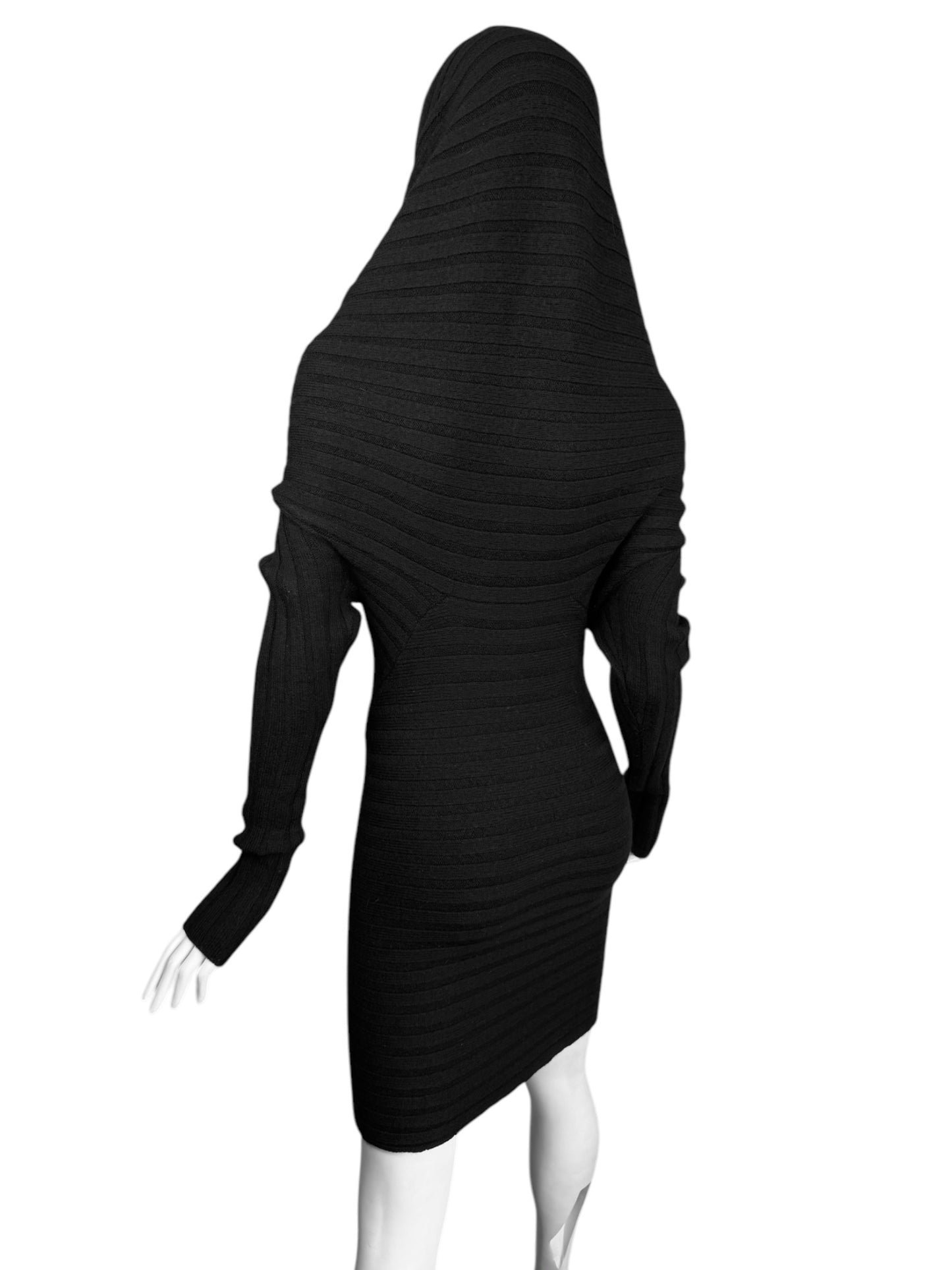 PLEIN SUD JEANIUS 2000s BLACK WOOL MULTI-WAY MINI DRESS