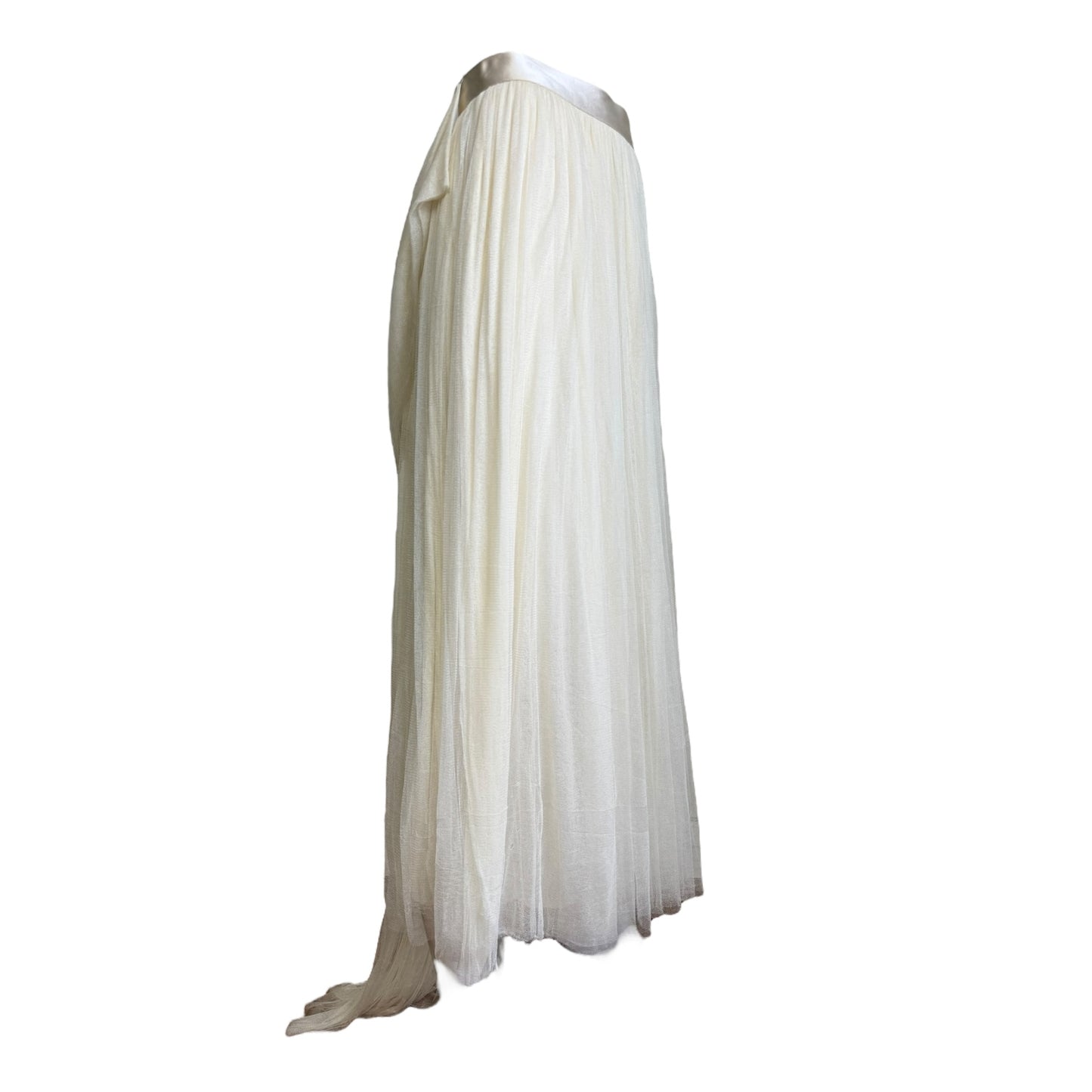 BLUMARINE 1990s CREAM SILK TULLE BOW MAXI SKIRT