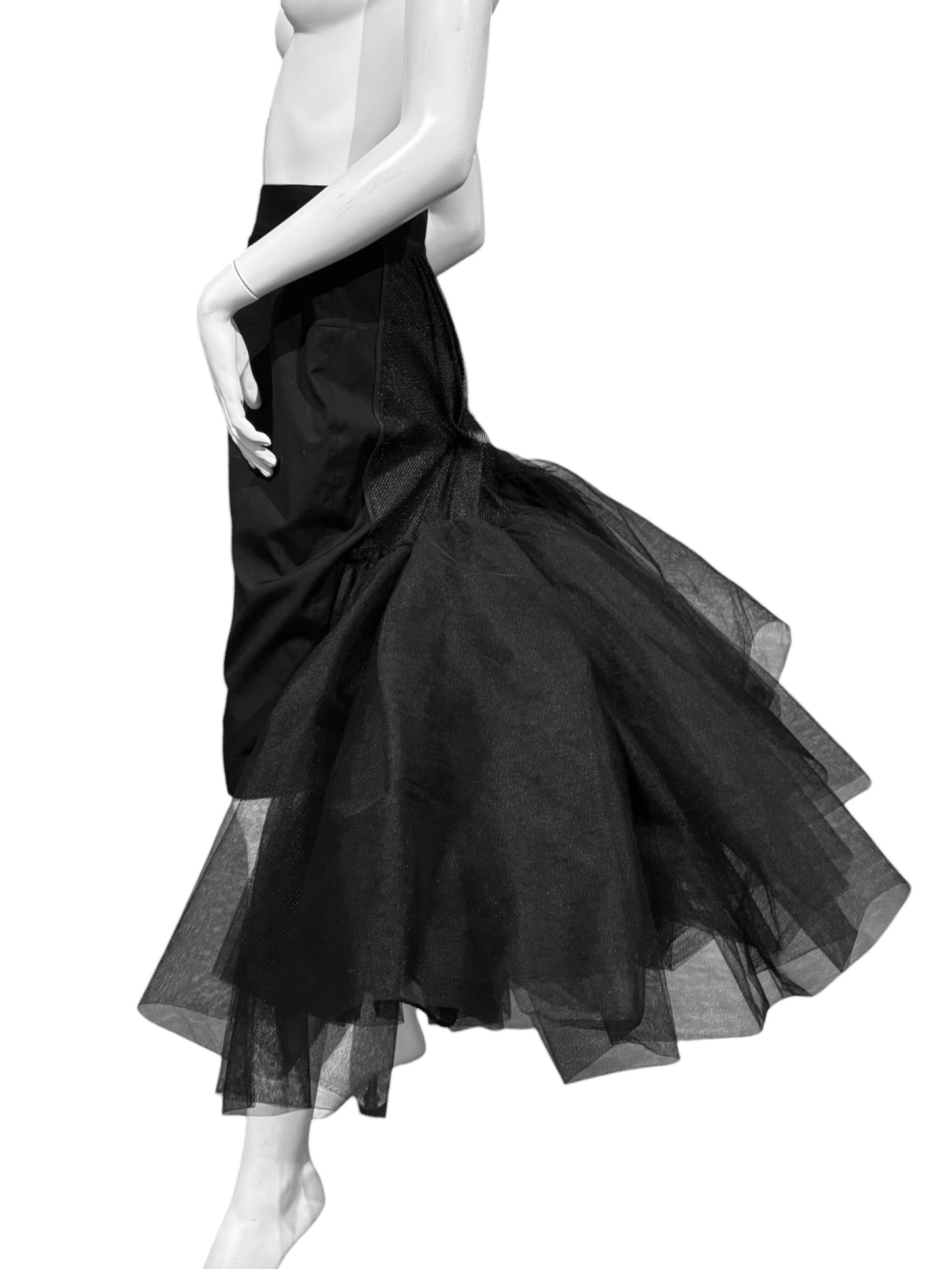 YOHJI YAMAMOTO SS2008 BLACK DRAMATIC TULLE SKIRT