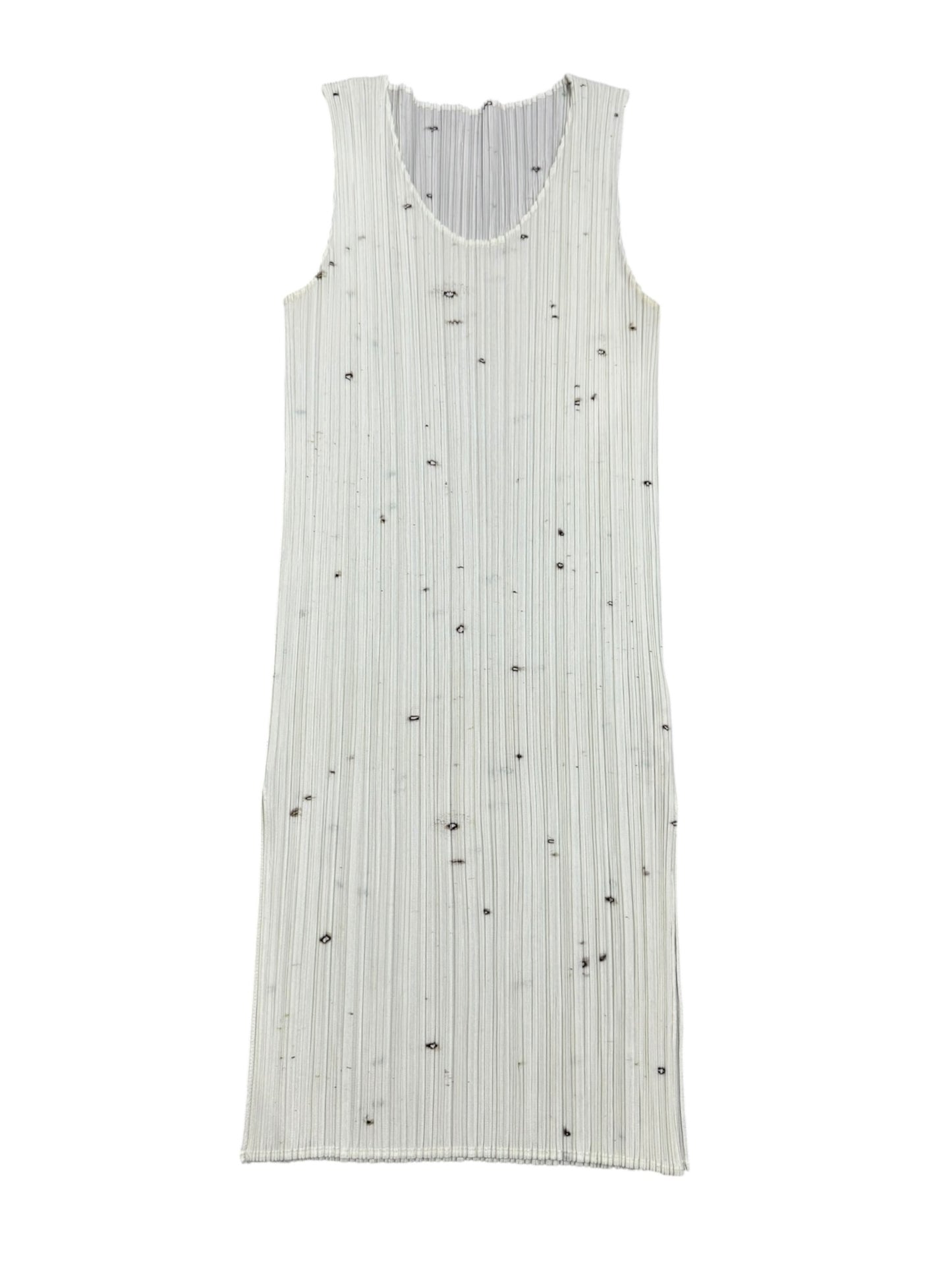 PLEATS PLEASE ISSEY MIYAKE 1998 X CAI GUO-QIANG GUNPOWDER PRINT PLEATED 3P. SET (TOP, PANTS & TUNIC)