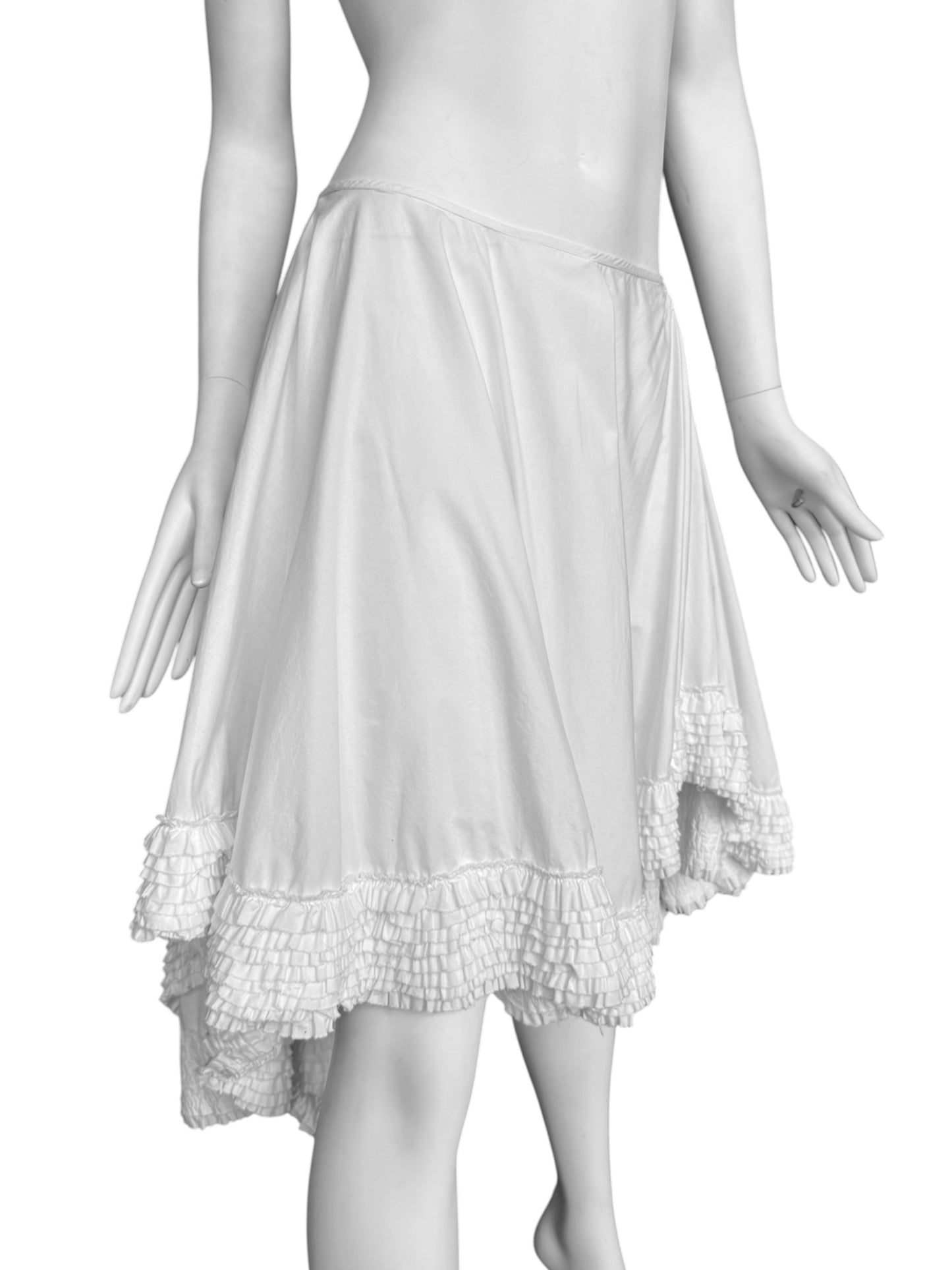 ALEXANDER MCQUEEN SS2002 ‘THE DANCE OF THE TWISTED BULL’ WHITE RUFFLES MIDI SKIRT
