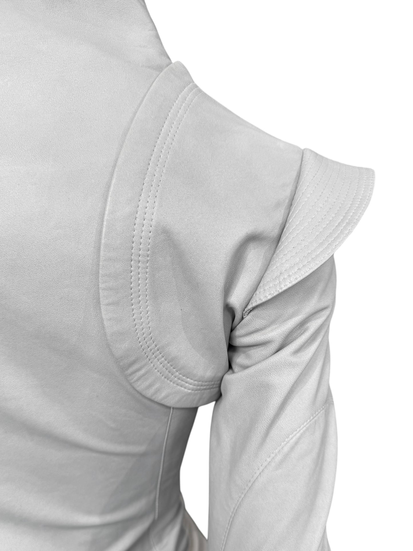 JITROIS 2000s GREY LEATHER LACE-UP JACKET