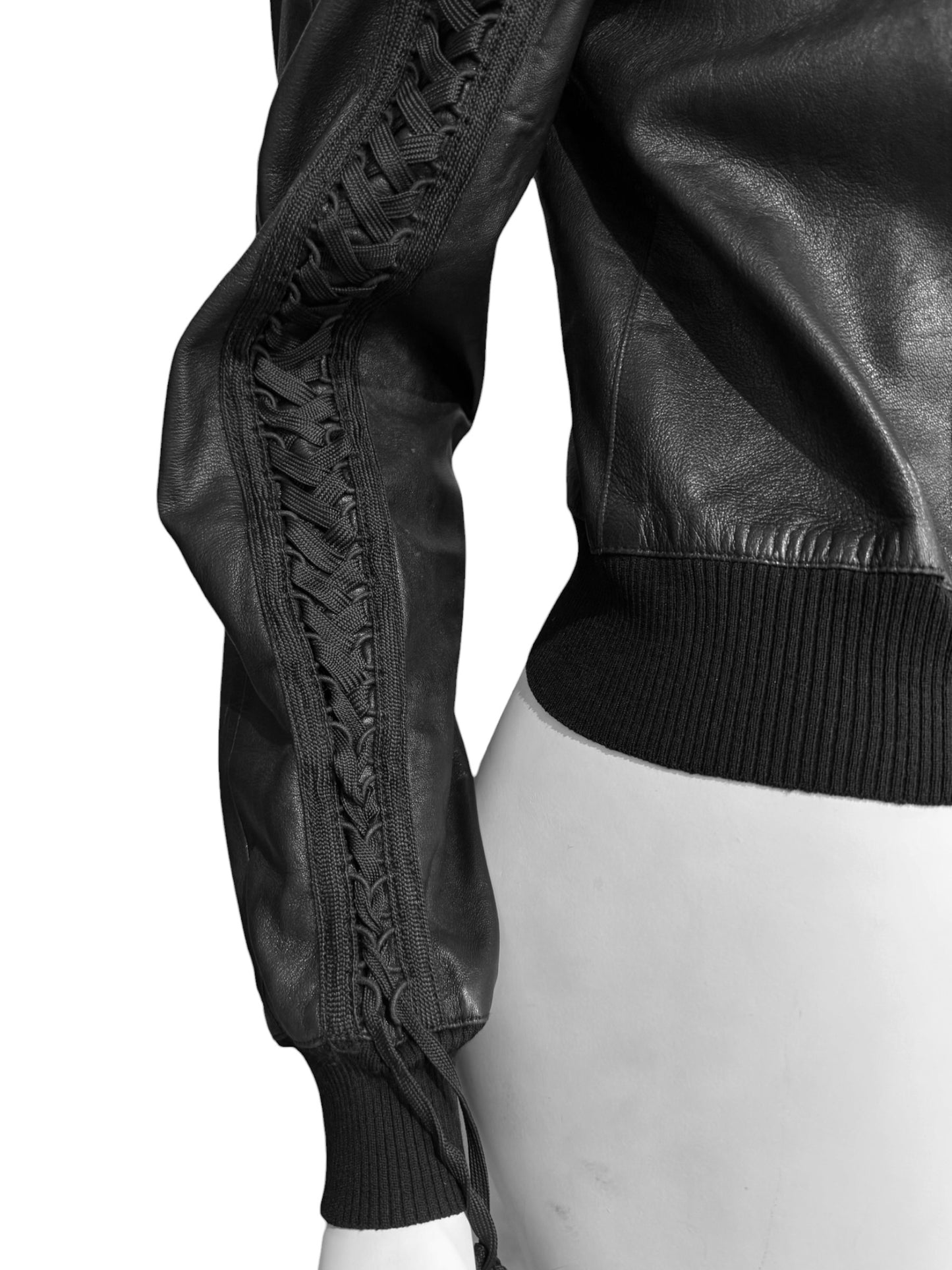 DIOR FW2002 BLACK LEATHER LACE-UP JACKET