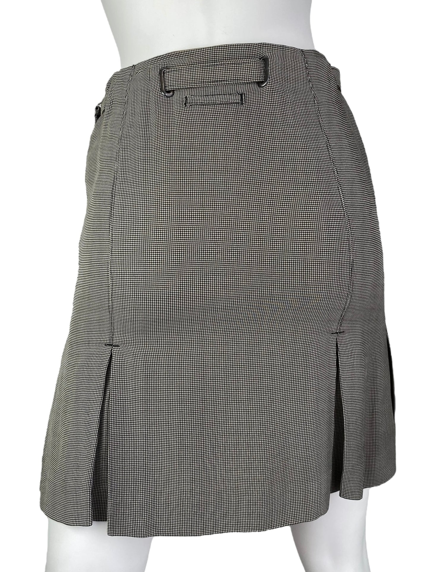 JEAN-PAUL GAULTIER 1980s LIGHT GREEN/GREY CHECKERED UTILITY POCKET SKIRT SUIT (BLAZER & SKIRT)