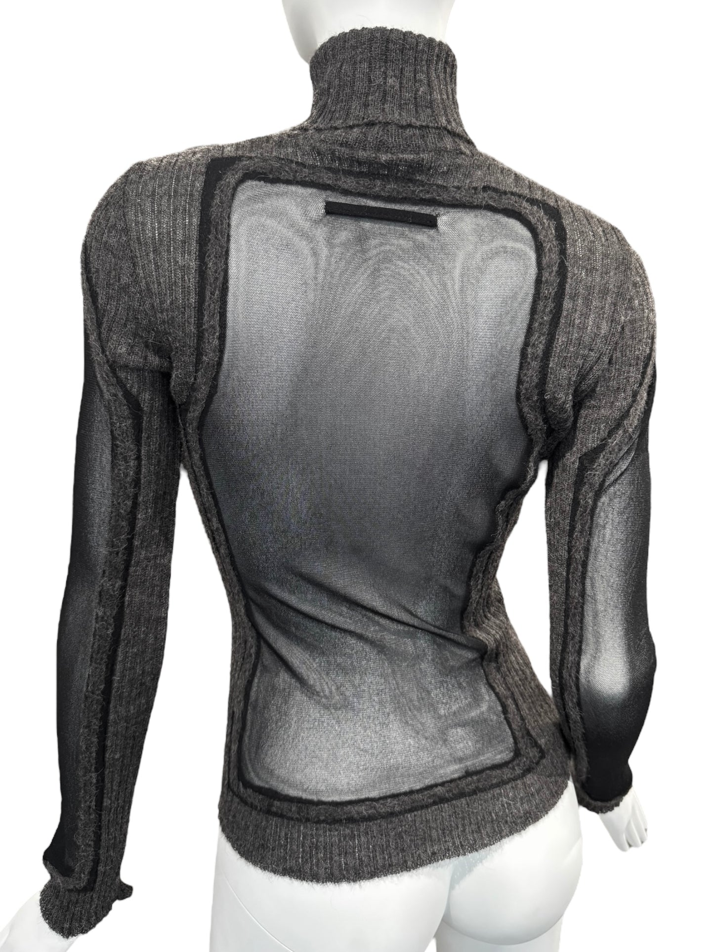 JEAN PAUL GAULTIER 2000s GREY MESH & ALPACA TOP