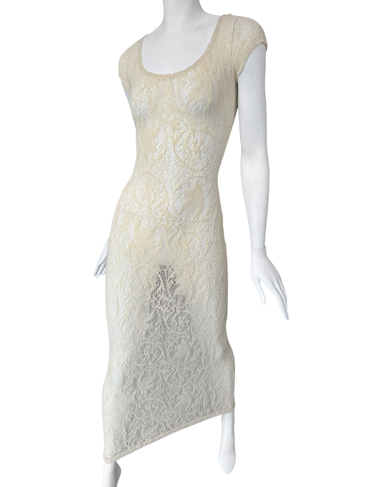 PLEIN SUD SS1993 CREAM WOOL LACE MAXI DRESS