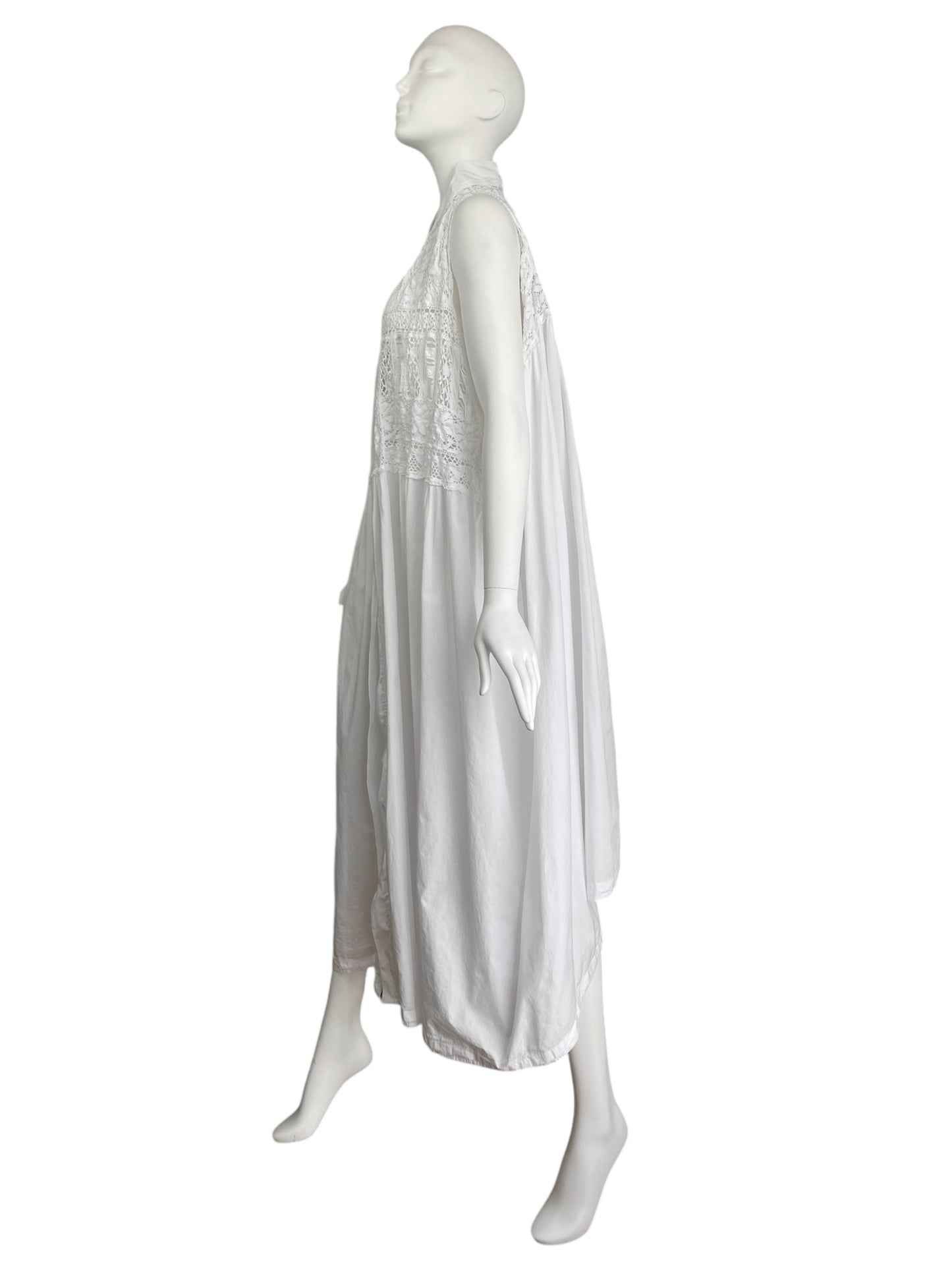 MARC LE BIHAN 2000s WHITE LACE MAXI COAT/DRESS