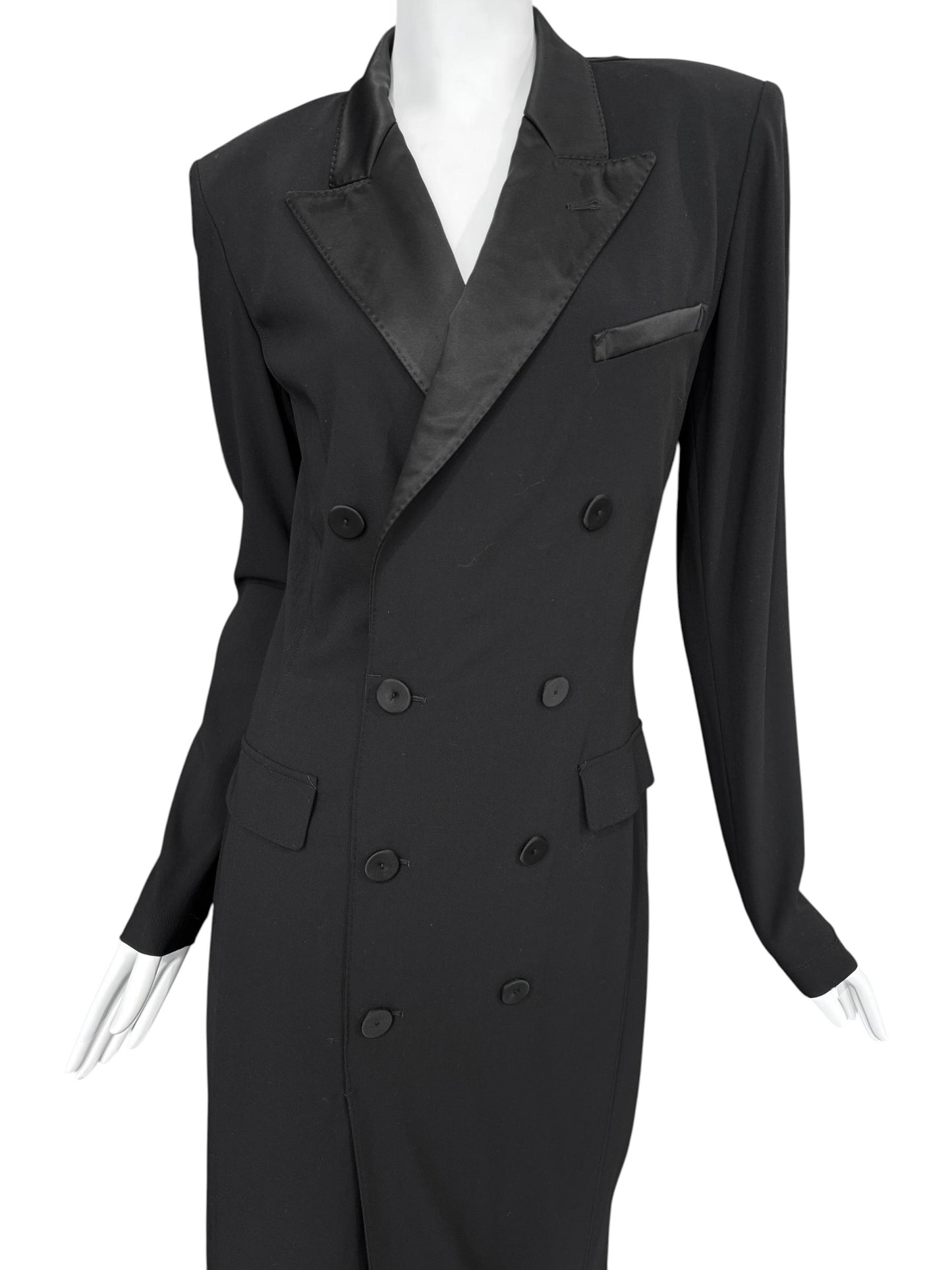 JEAN PAUL GAULTIER 2000s BLACK WOOL DOUBLE BREASTED MAXI DRESS