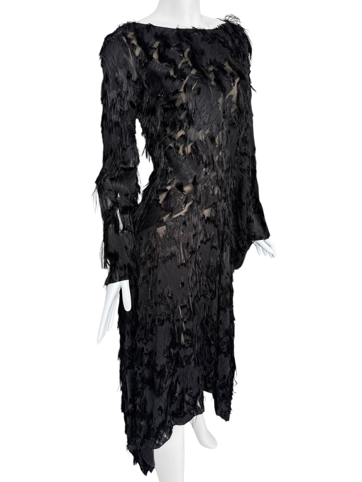 PLEIN SUD 2010s BLACK DISTRESS MIDI DRESS