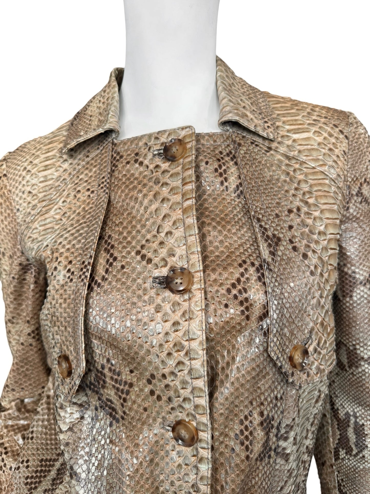 GUCCI RESORT 2011 BY FRIDAY GIANNINI BROWN PYTHON LEATHER JACKET
