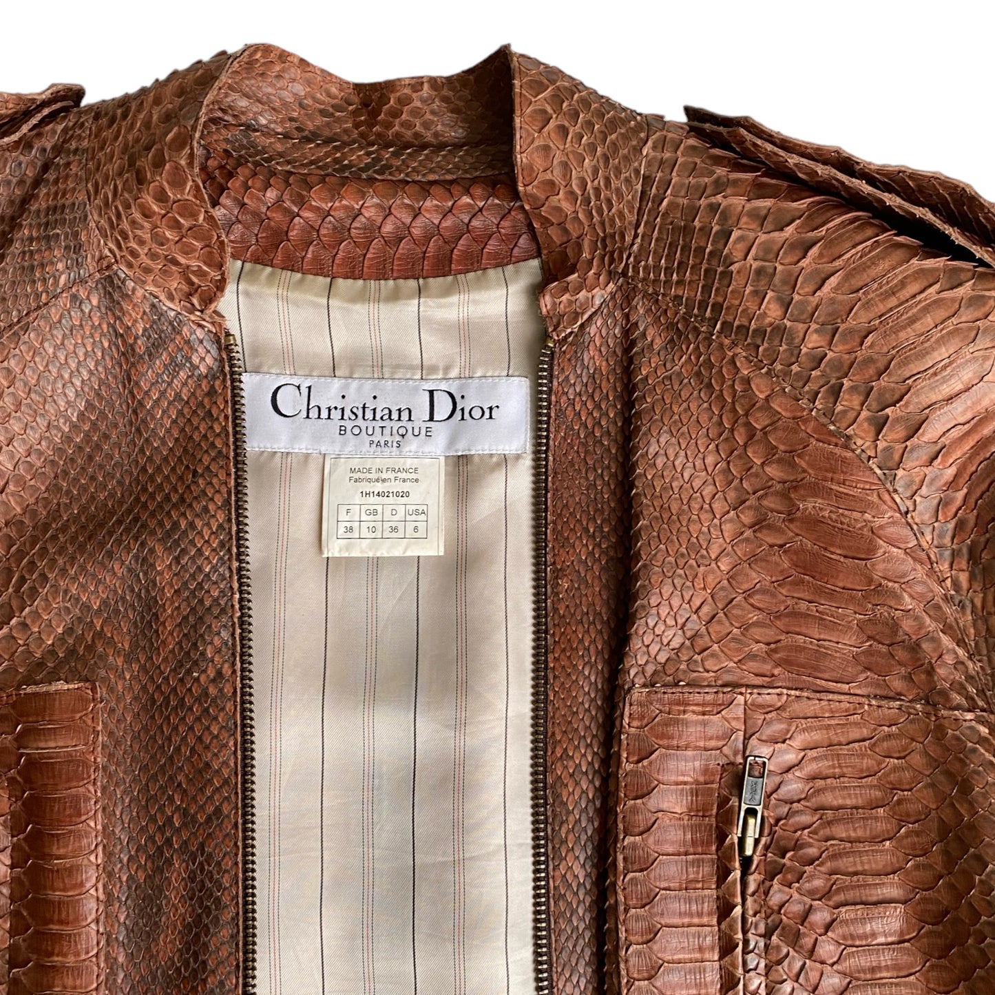 DIOR FW2001 BY GALLIANO BROWN PYTHON LEATHER JACKET