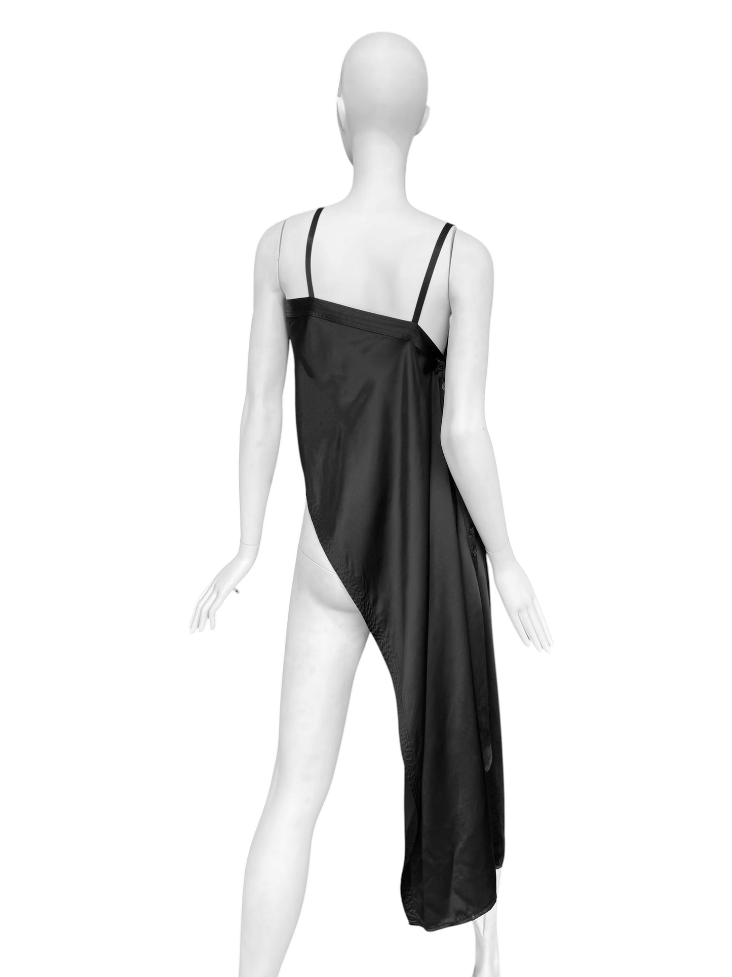 Y’S YOHJI YAMAMOTO 2010s BLACK ASYMMETRICAL BUTTONS LONG TOP