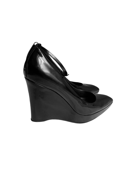 JIL SANDER FW2007 BLACK PATENT LEATHER WEDGE HEELS