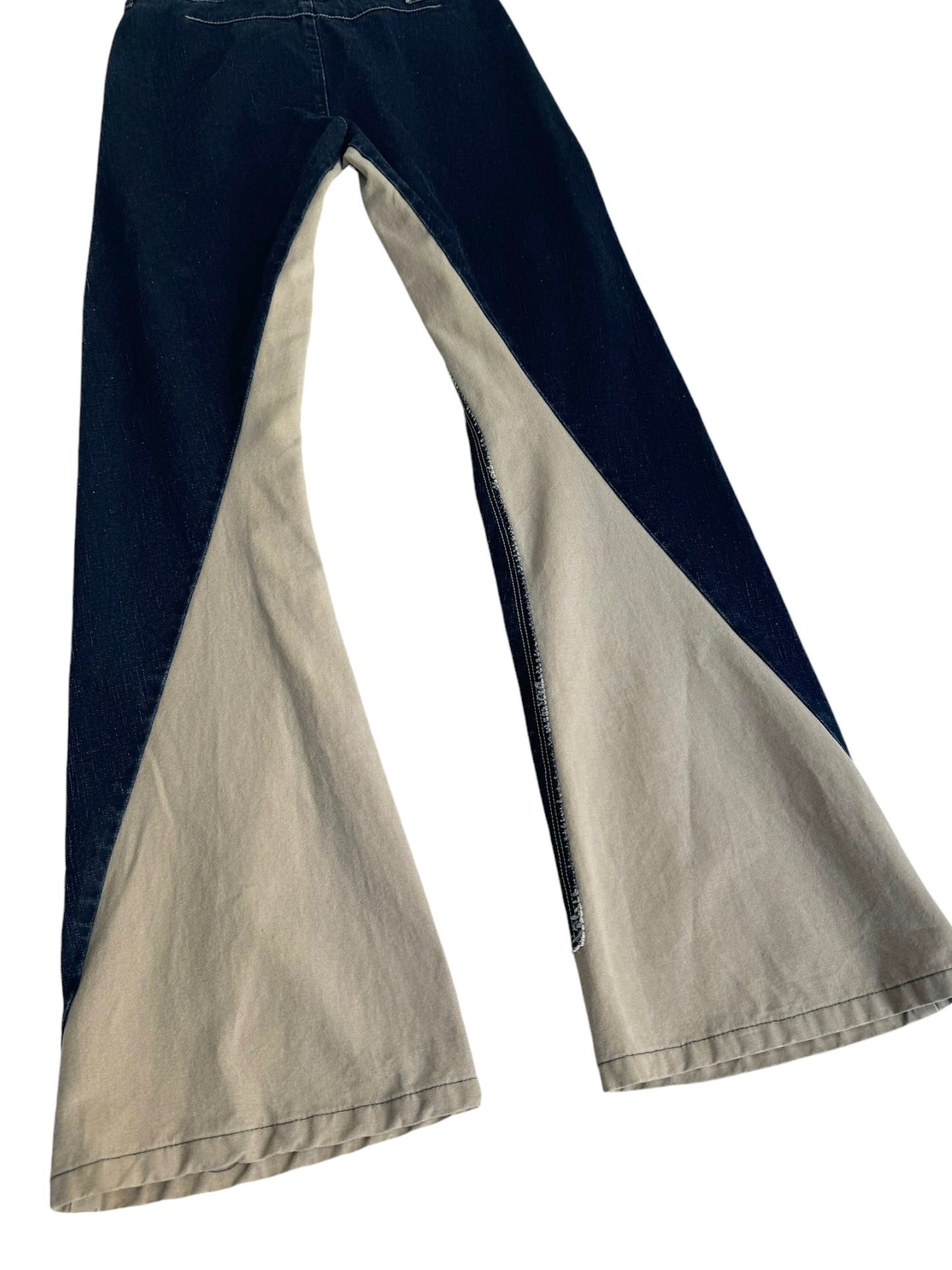 MARITHÉ FRANÇOIS GIRBAUD 2000s NAVY & CREAM BOOTCUT JEANS