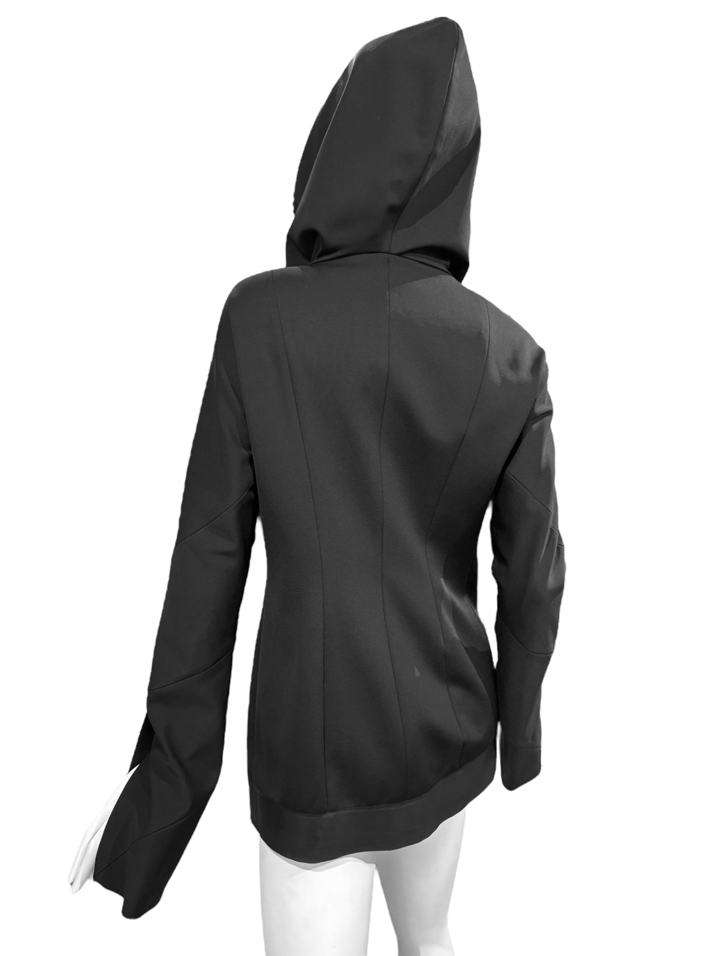 ILARIA NISTRI 2010s BLACK ASYMMETRICAL HOODED JACKET