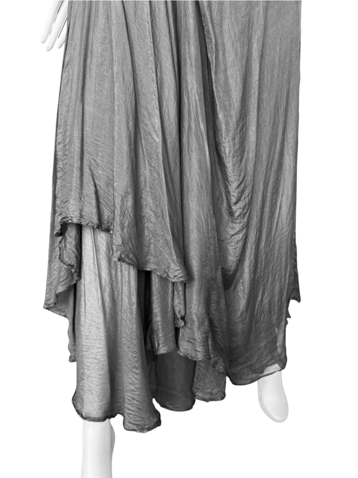 MARC LE BIHAN 2020s GREY SILK MAXI SKIRT