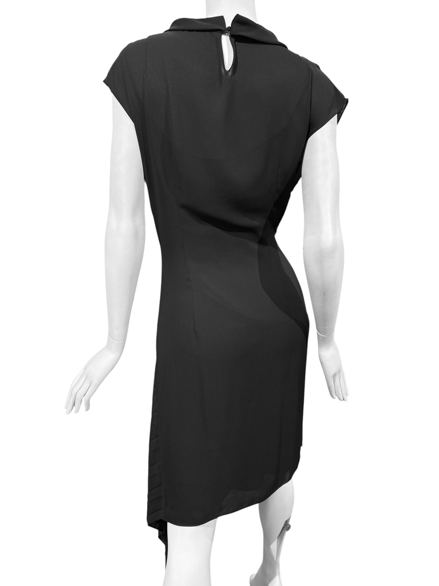 MAISON MARGIELA 2010s BY JOHN GALLIANO BLACK ASYMMETRICAL PLEATED DRESS