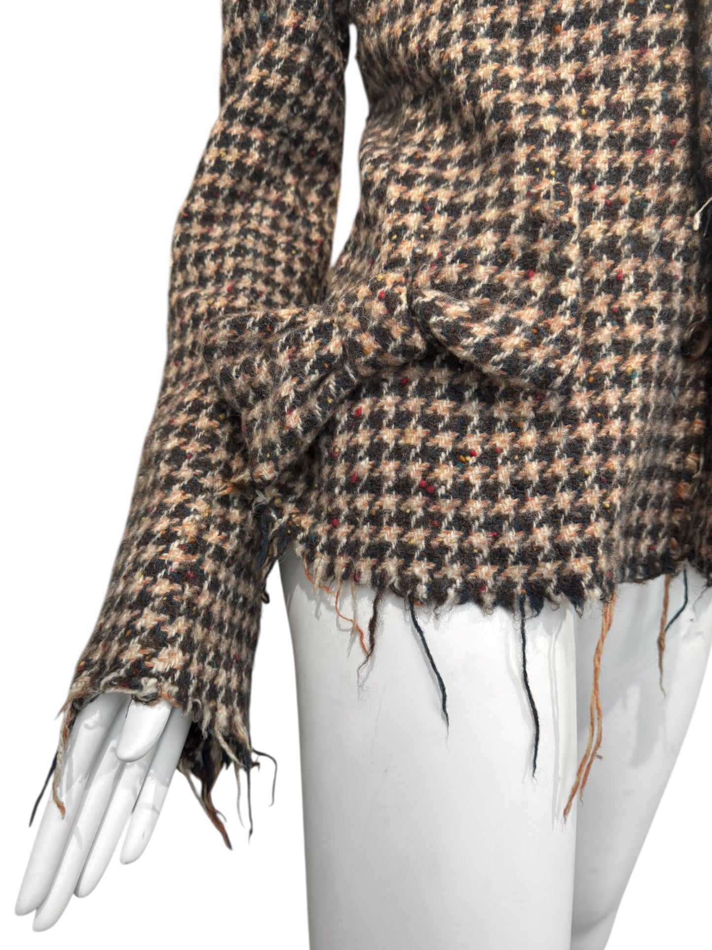 JUNYA WATANABE FW2003 BROWN WOOL HOUNDSTOOTH TWEED BOW BLAZER
