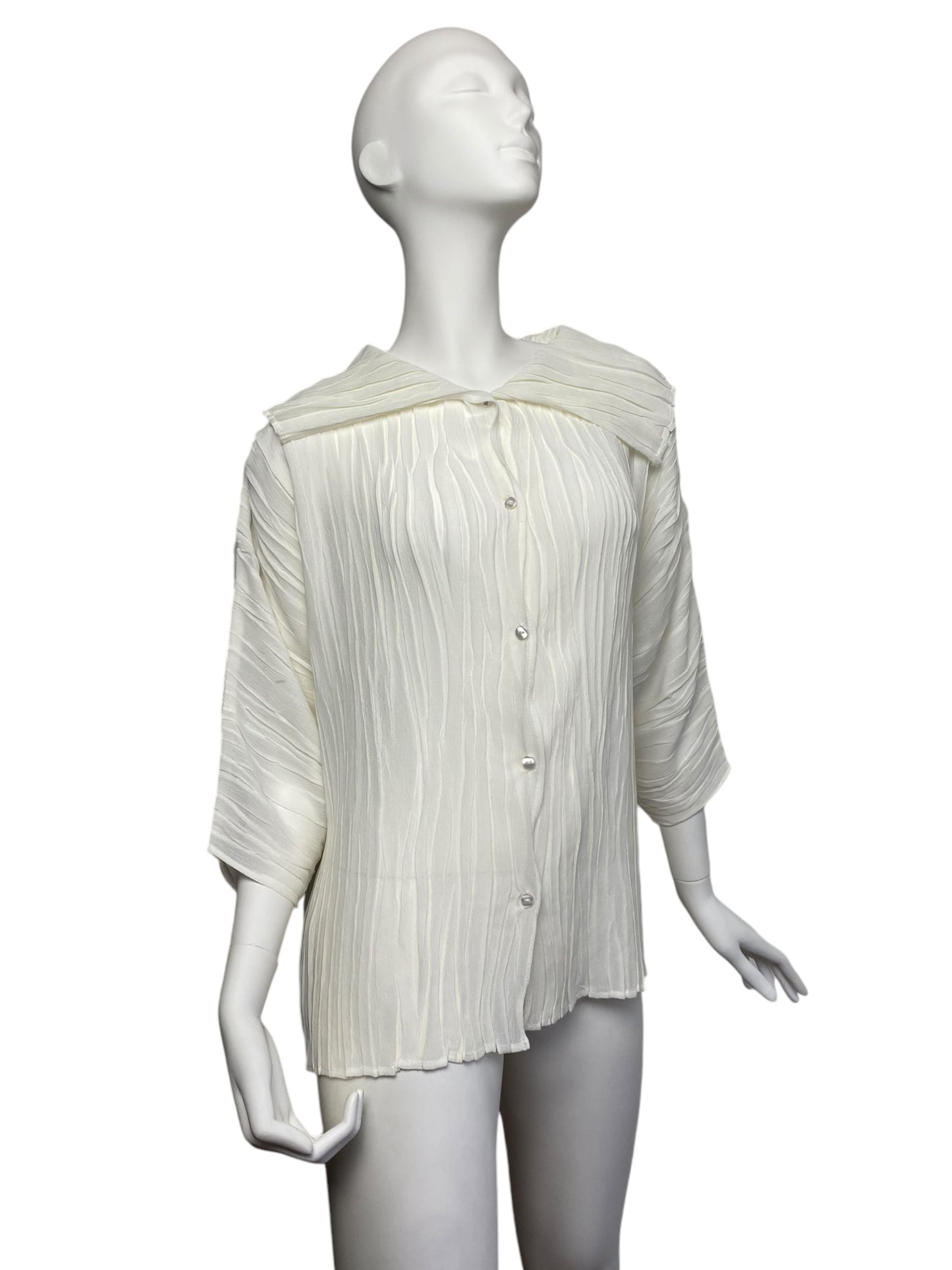 ADOLFO DOMINGUEZ 2000s OFF-WHITE PLEATED SHIRT