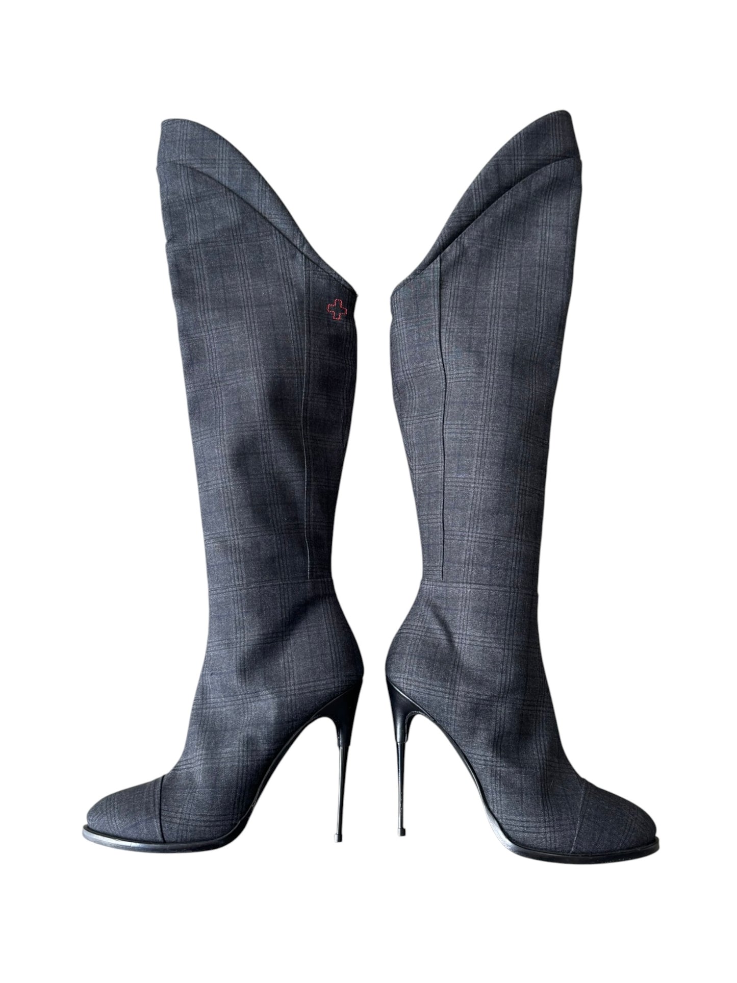 A.F. VANDEVORST FW2018 GREY TARTAN BOOTS
