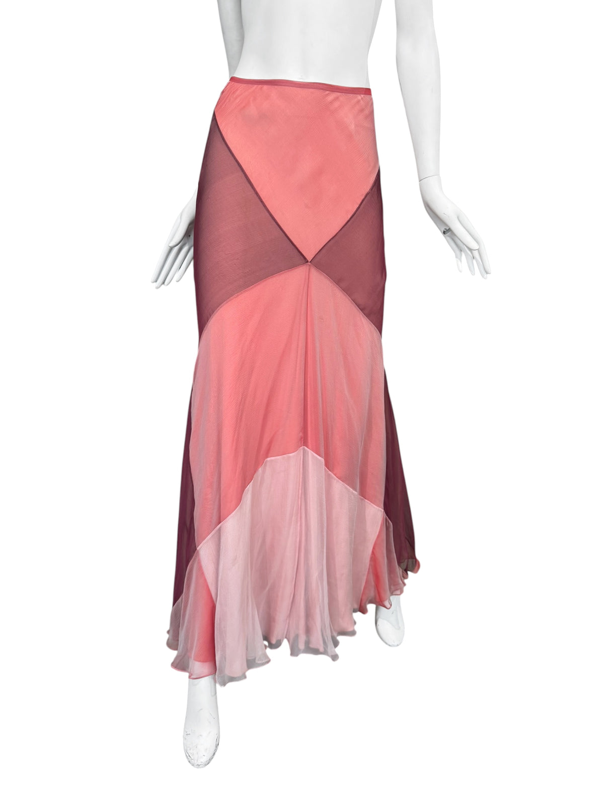 PLEIN SUD SUN 1990s PINK SILK MAXI SKIRT