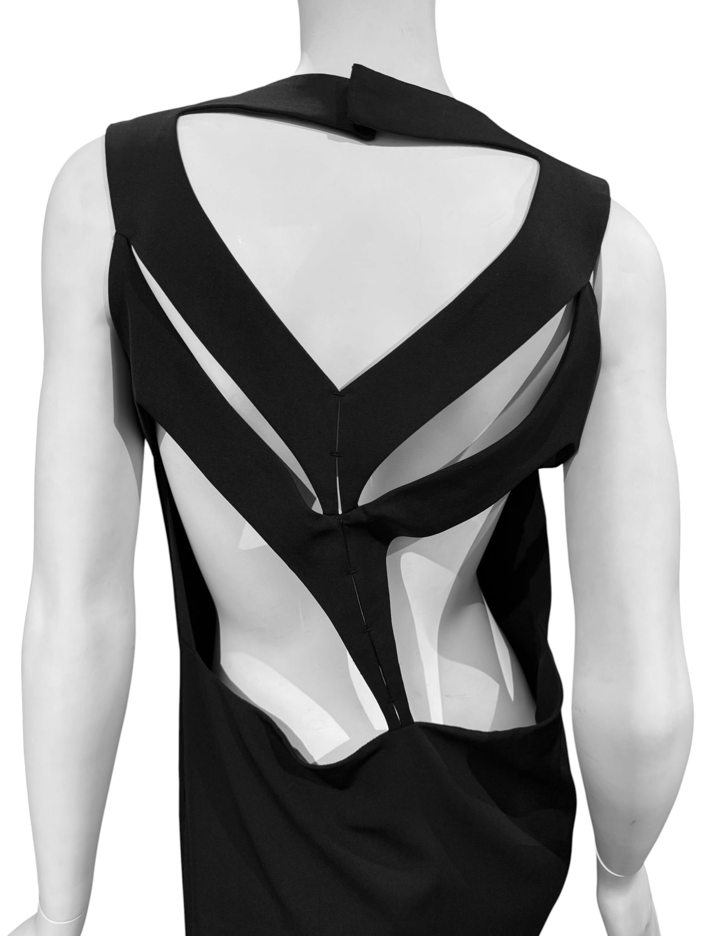MAISON MARGIELA FW2018 BY JOHN GALLIANO BLACK BACK CUT OUT MIDI DRESS