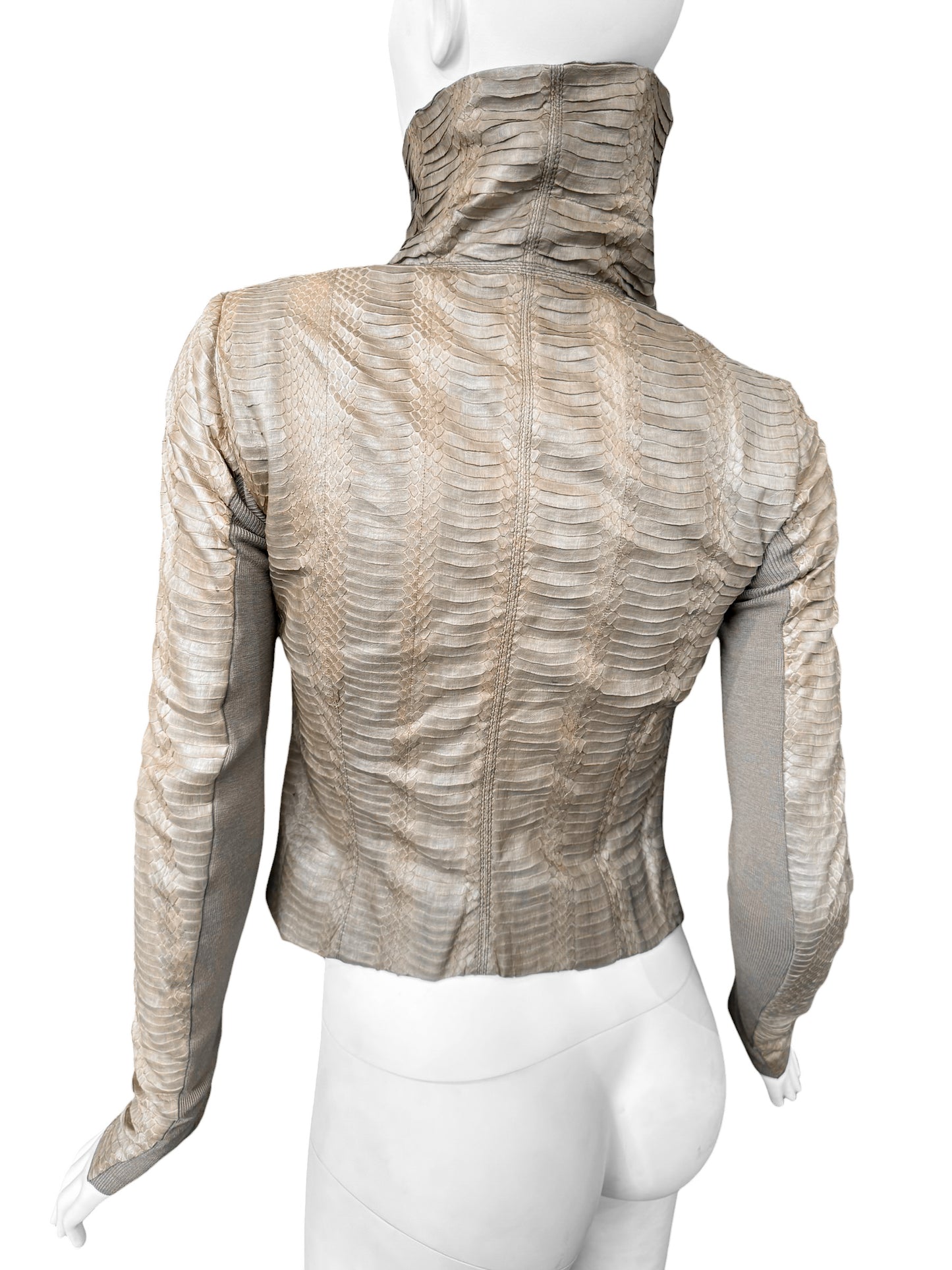RICK OWENS SS2012 «NASKA» BROWN PYTHON LEATHER ASYMMETRICAL ZIP JACKET