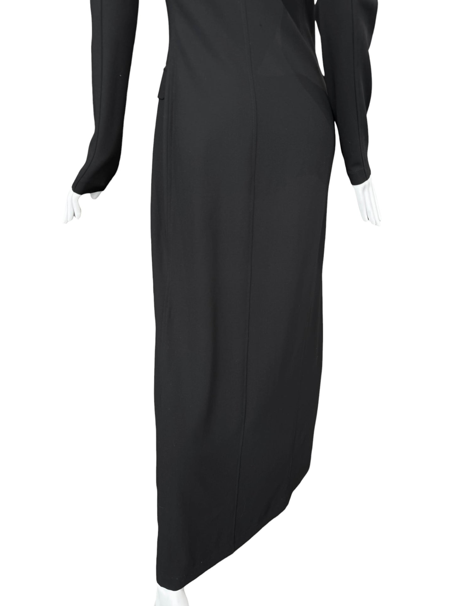 JEAN PAUL GAULTIER 2000s BLACK WOOL DOUBLE BREASTED MAXI DRESS