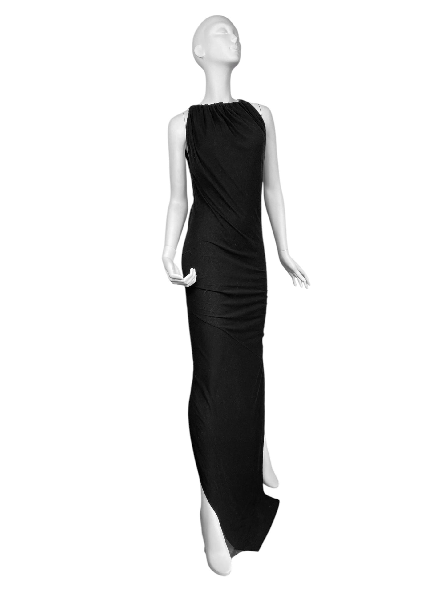 RICK OWENS LILIES 2010s BLACK SLIT MAXI DRESS