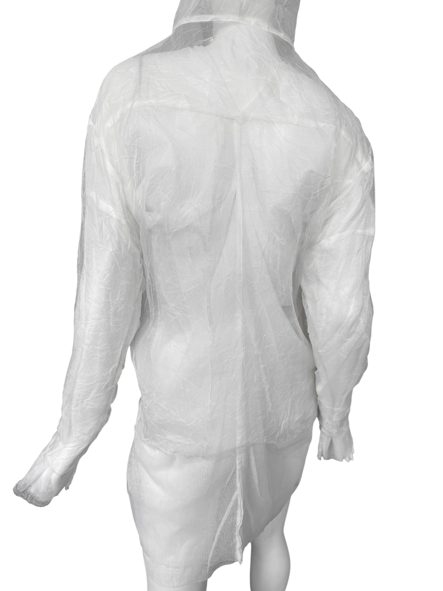 MAISON MARGIELA SS2021 BY JOHN GALLIANO WHITE CREASED LAYERED ZIP TOP