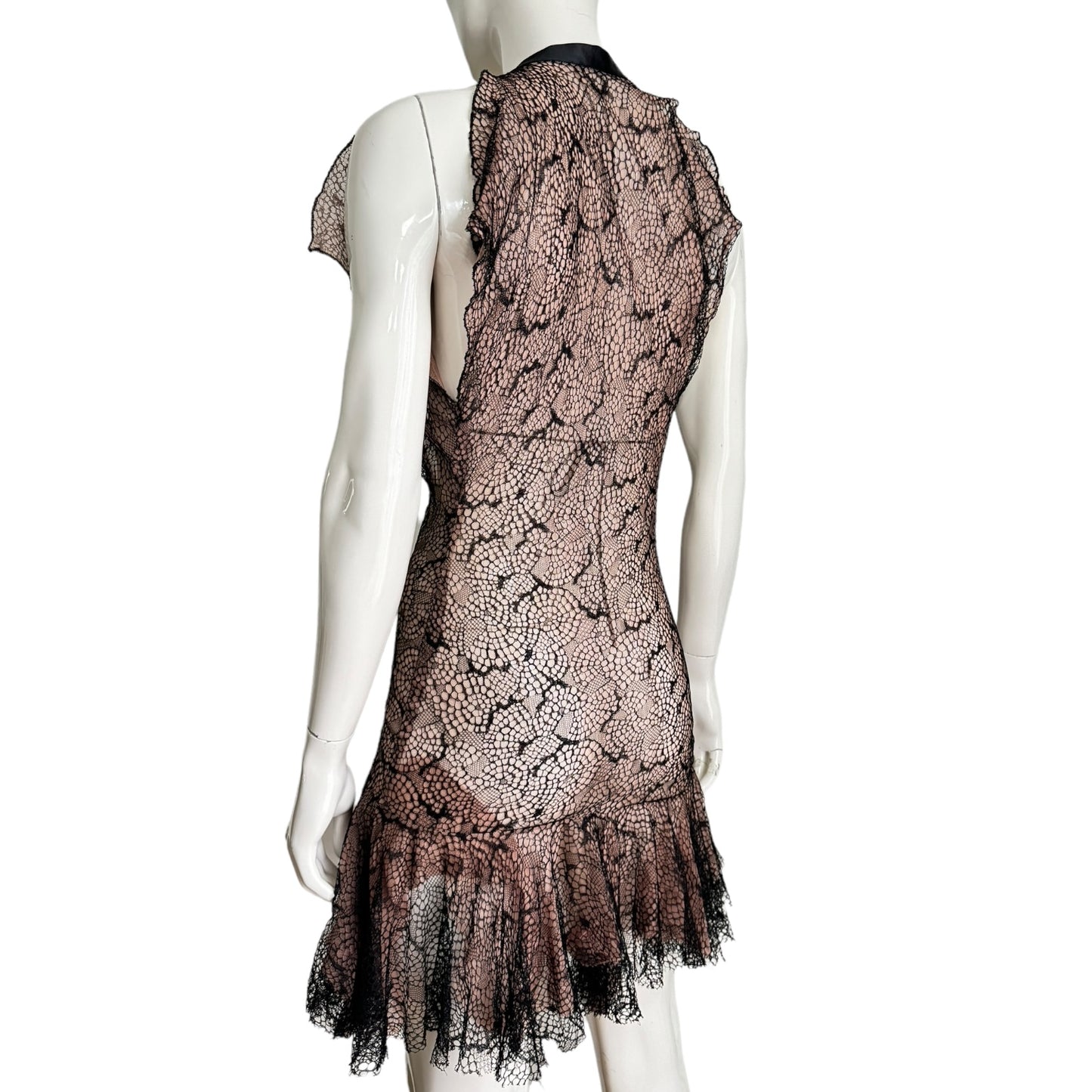 FAYÇAL AMOR SS2003 TULLE & LACE LARGE NECKLINE MINI DRESS (+ MATCHING BRA)