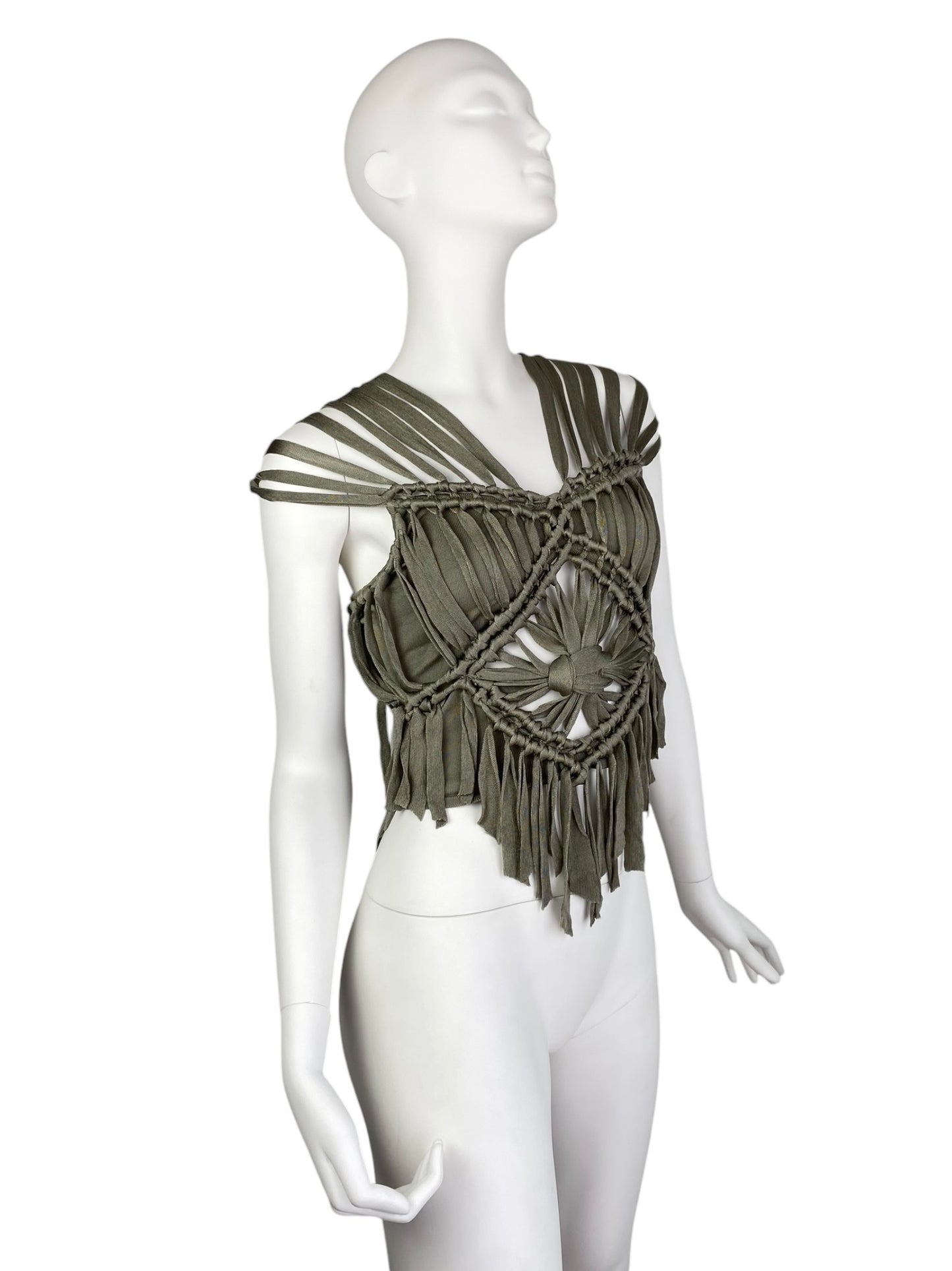 DIOR SS2003 BY GALLIANO KHAKI KNOTTED TOP