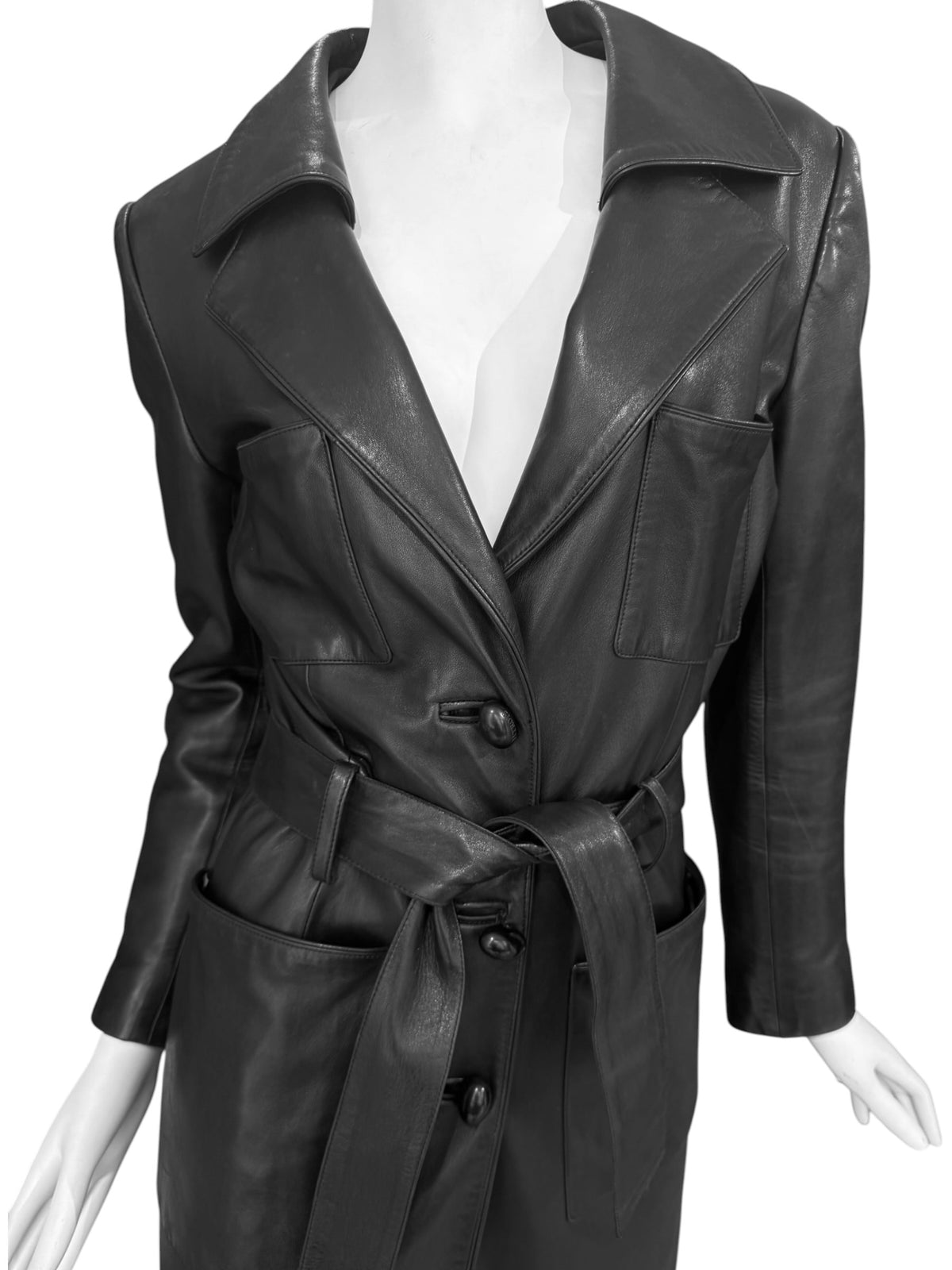 JITROIS 2000s BLACK LEATHER MAXI COAT