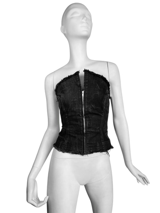 Y’S YOHJI YAMAMOTO 2010s BLACK DENIM BUSTIER CORSET TOP