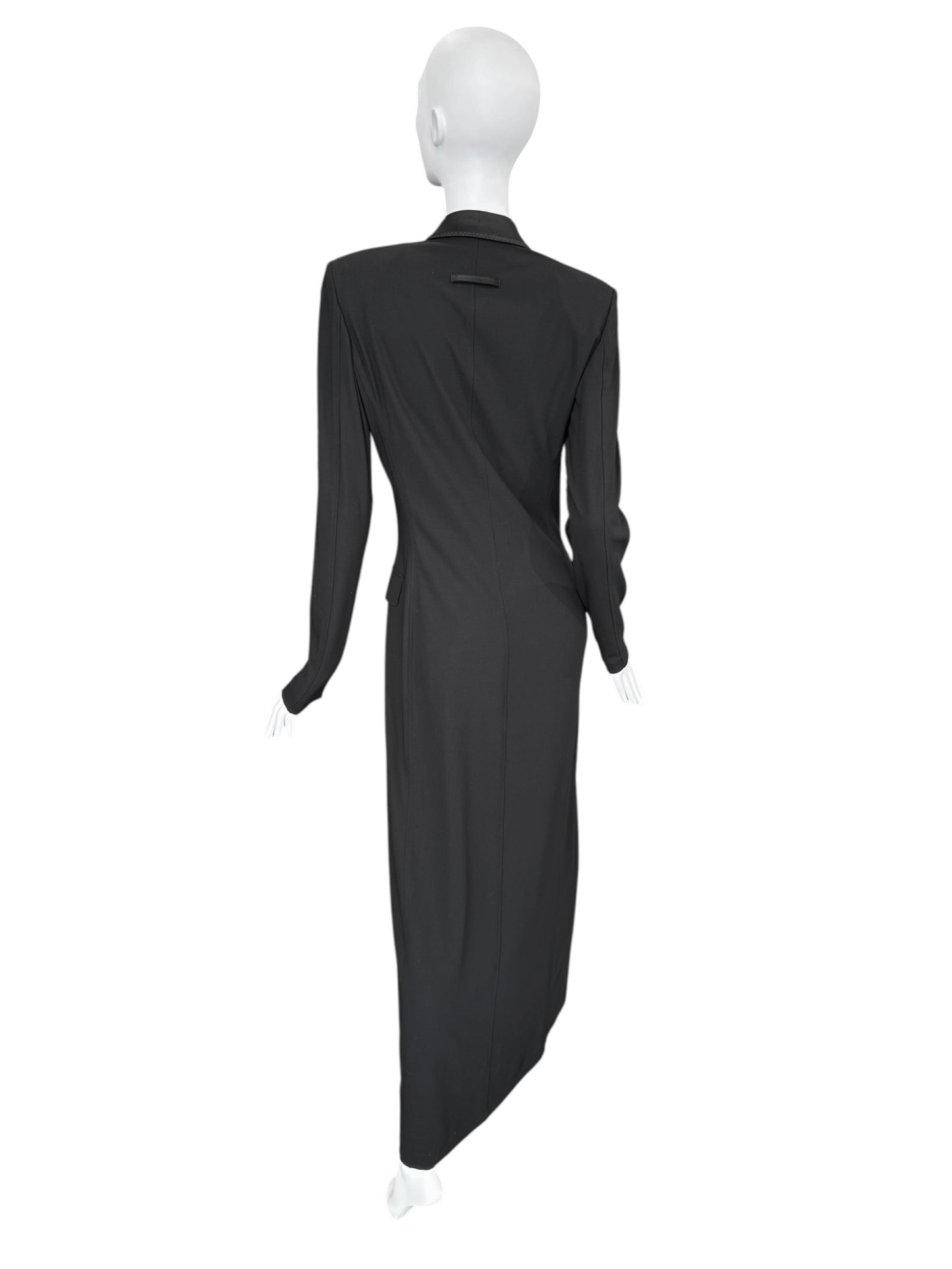 JEAN PAUL GAULTIER 2000s BLACK WOOL DOUBLE BREASTED MAXI DRESS