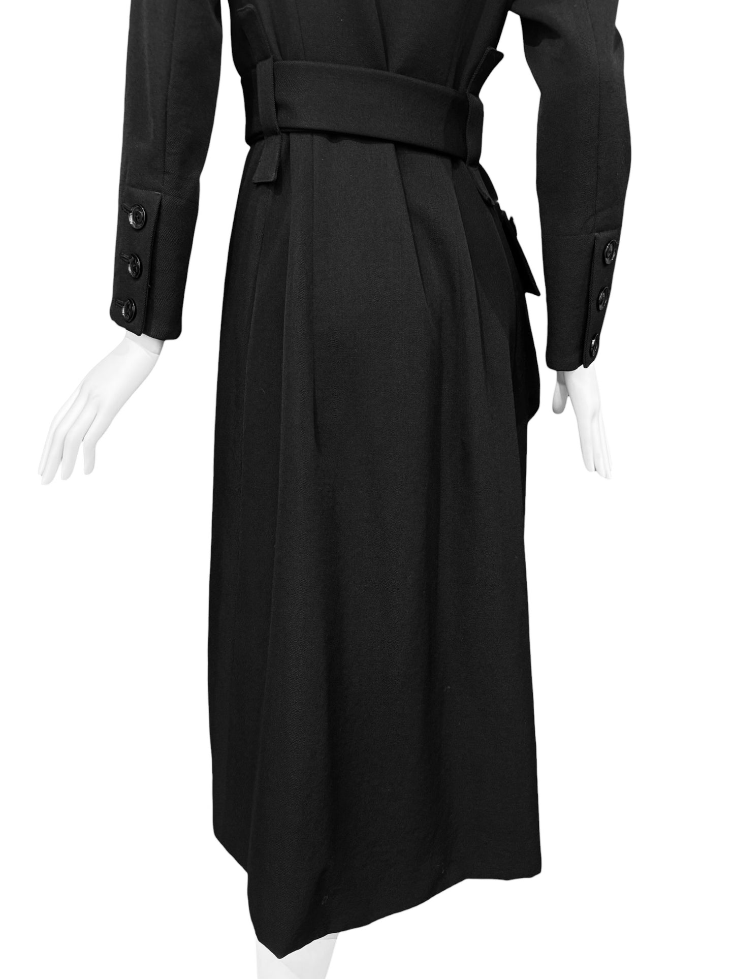 YOHJI YAMAMOTO FW2004 BLACK WOOL POCKET COAT