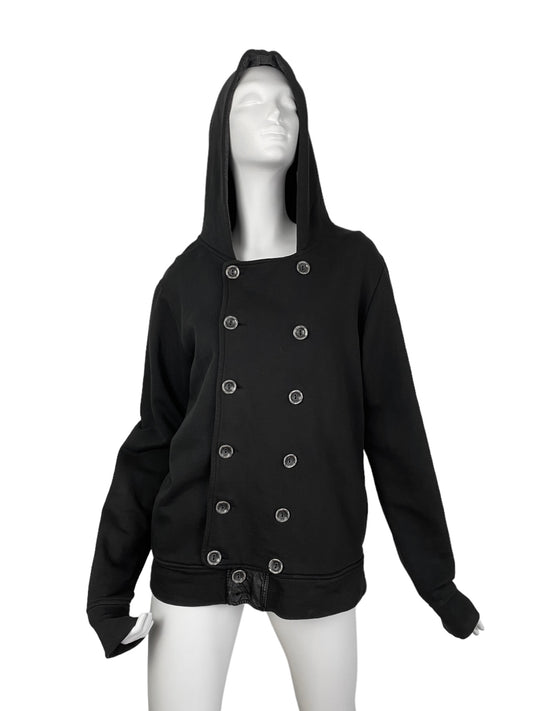 WLG BY GIORGIO BRATO 2010s BLACK BUTTONED HOODIE