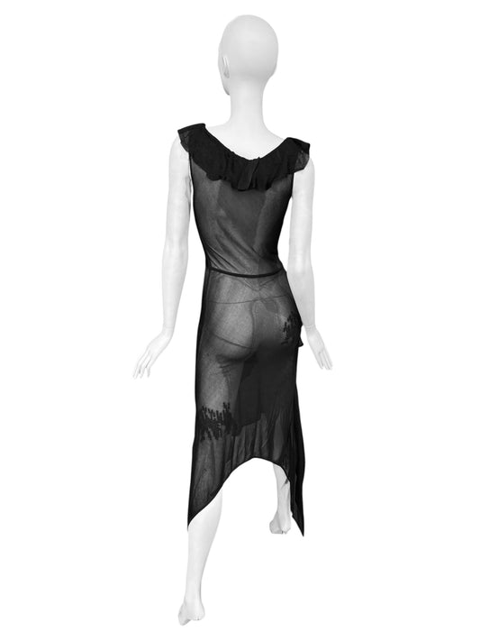 JOHN GALLIANO FW1996 BLACK SHEER TATOO MAXI DRESS