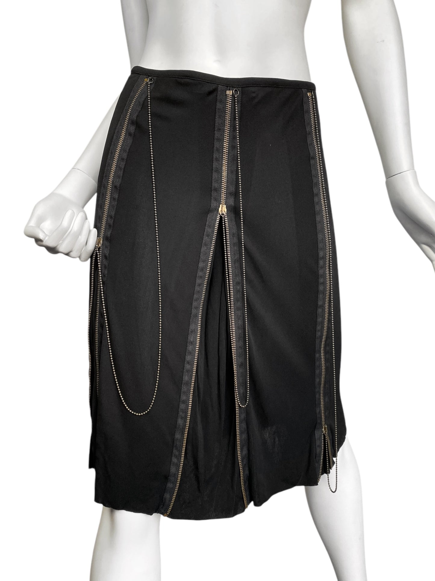 JEAN-PAUL GAULTIER 2000s BLACK 6-ZIP MIDI SKIRT