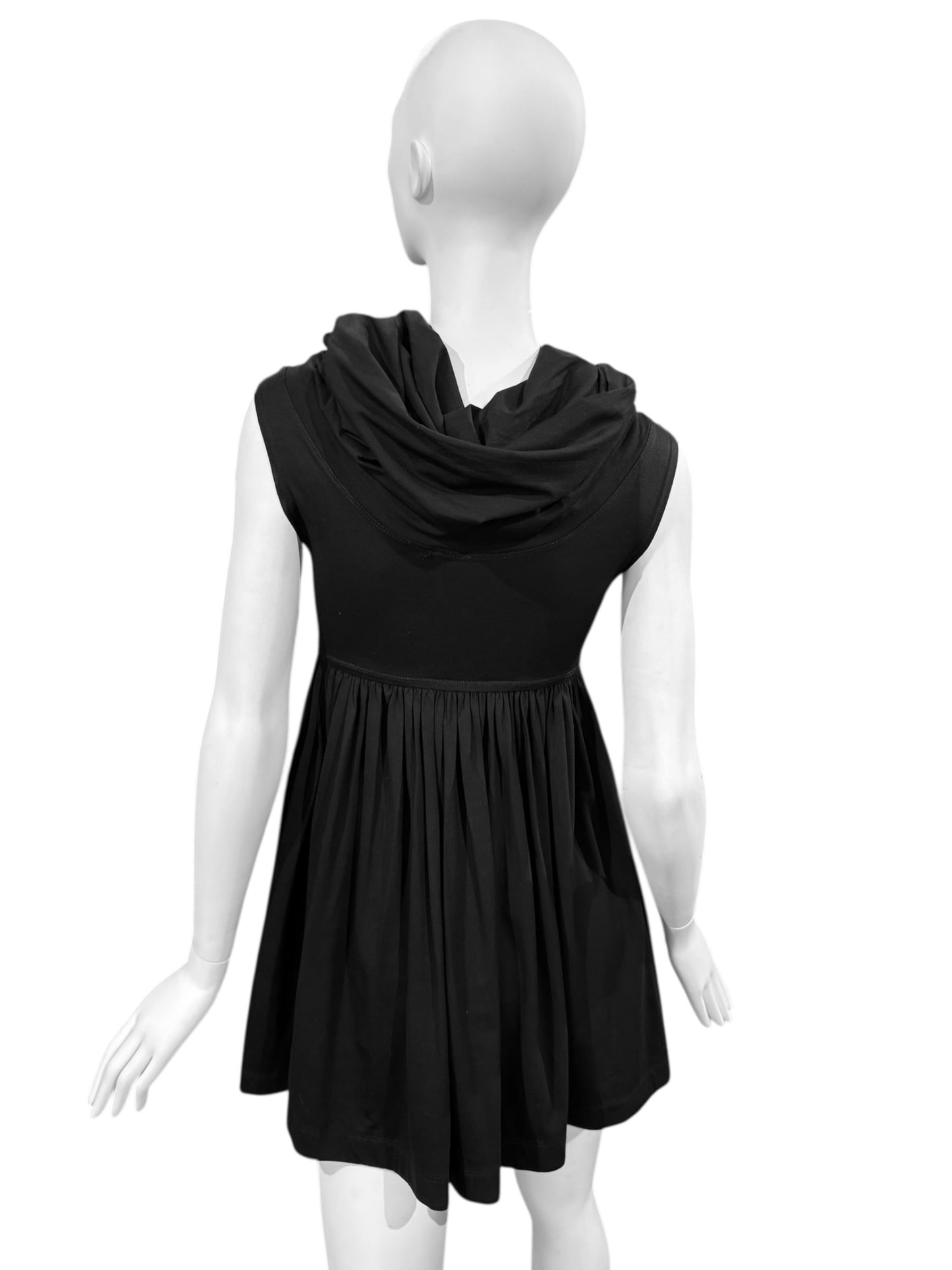 PLEIN SUD 2000s BLACK HOODED MINI DRESS