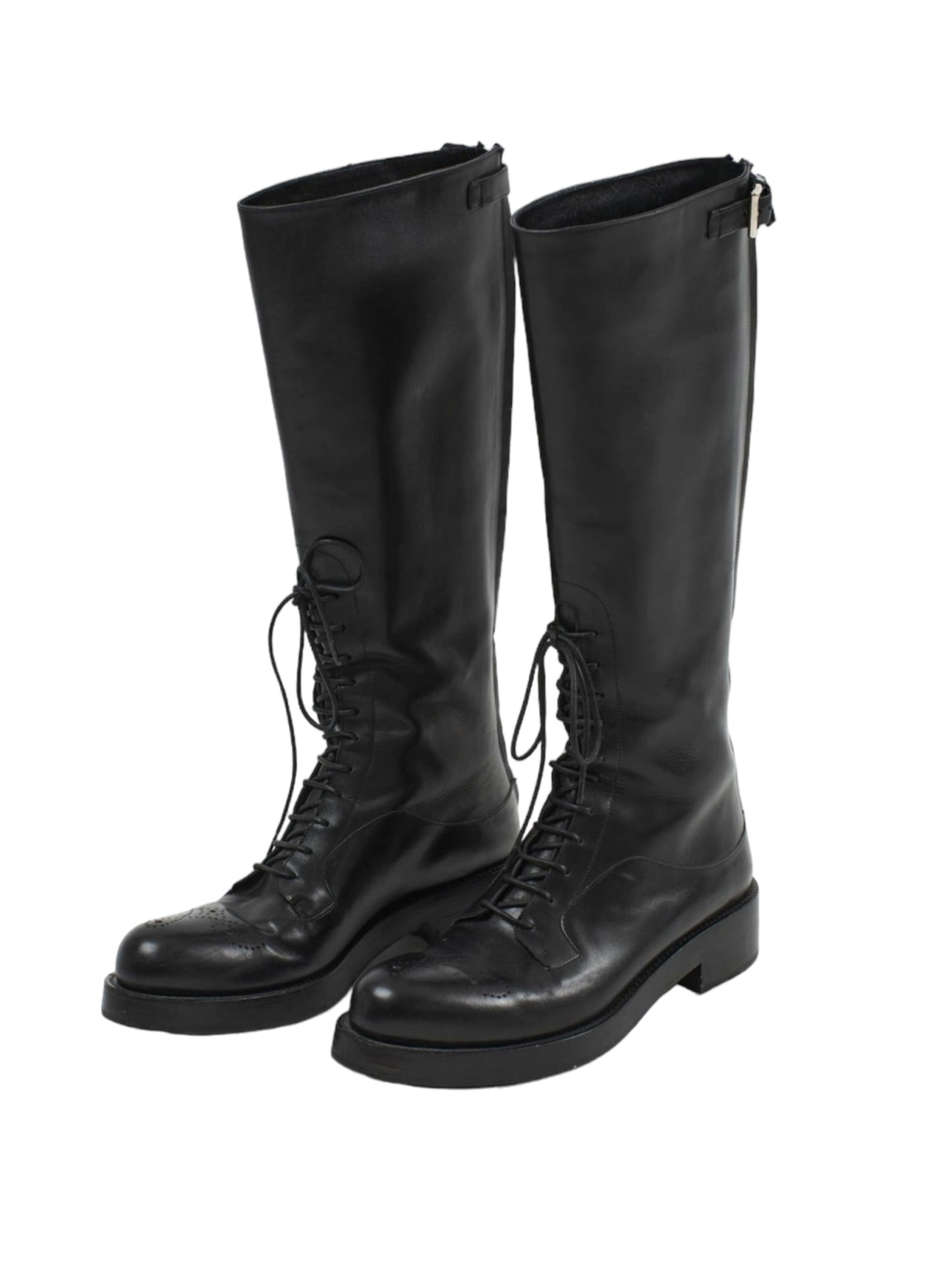 PRADA 2000s BLACK LEATHER OXFORD BOOTS