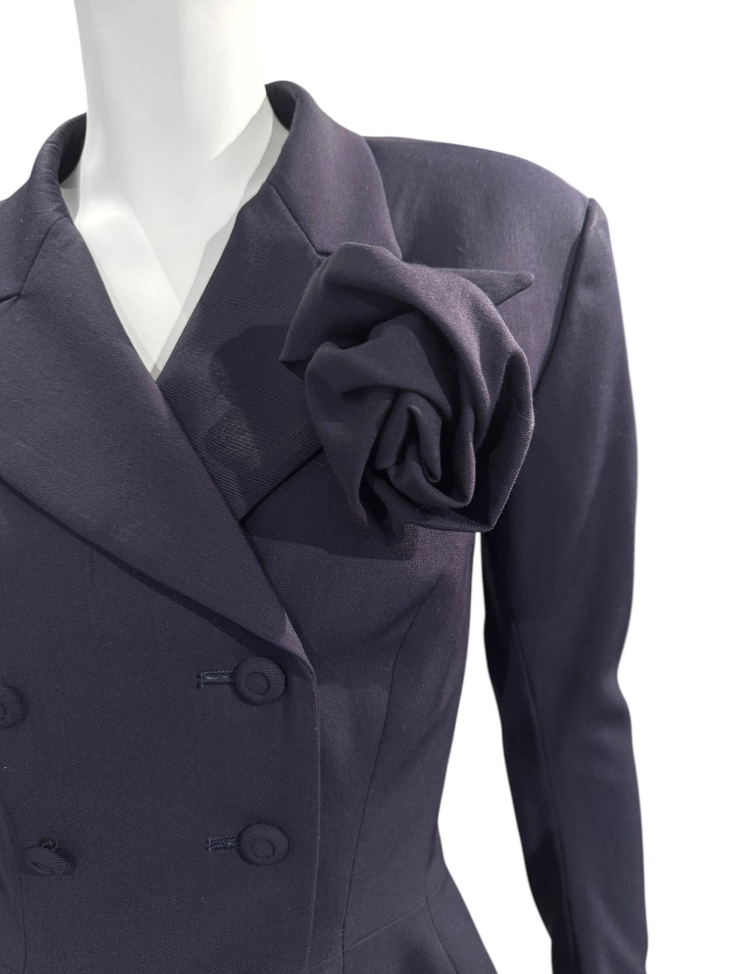 YOHJI YAMAMOTO SS1997 PURPLE WOOL DOUBLE BREASTED MAXI COAT