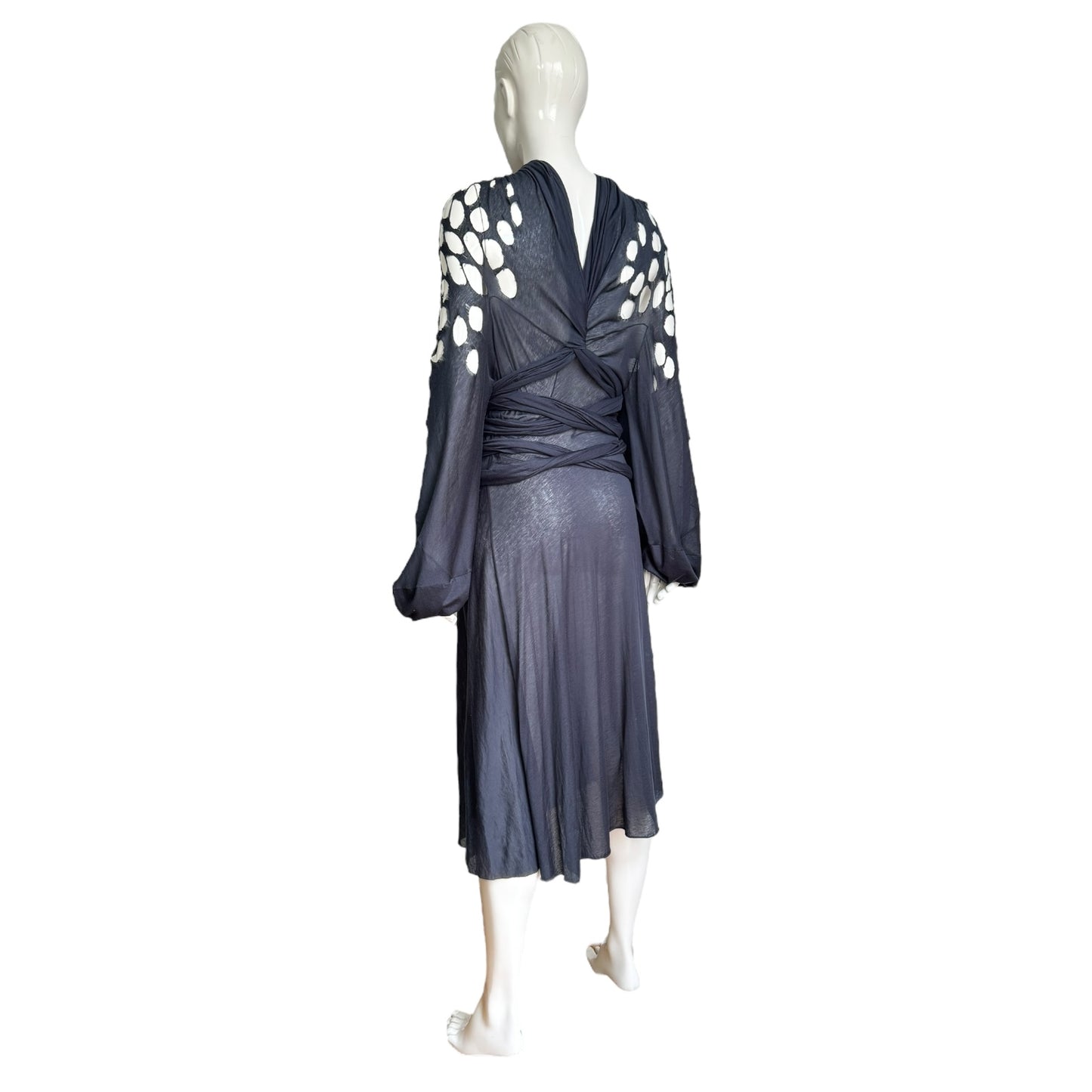 MAISON MARGIELA SS2020 BY GALLIANO NAVY BLUE OPENWORK WRAP DRESS