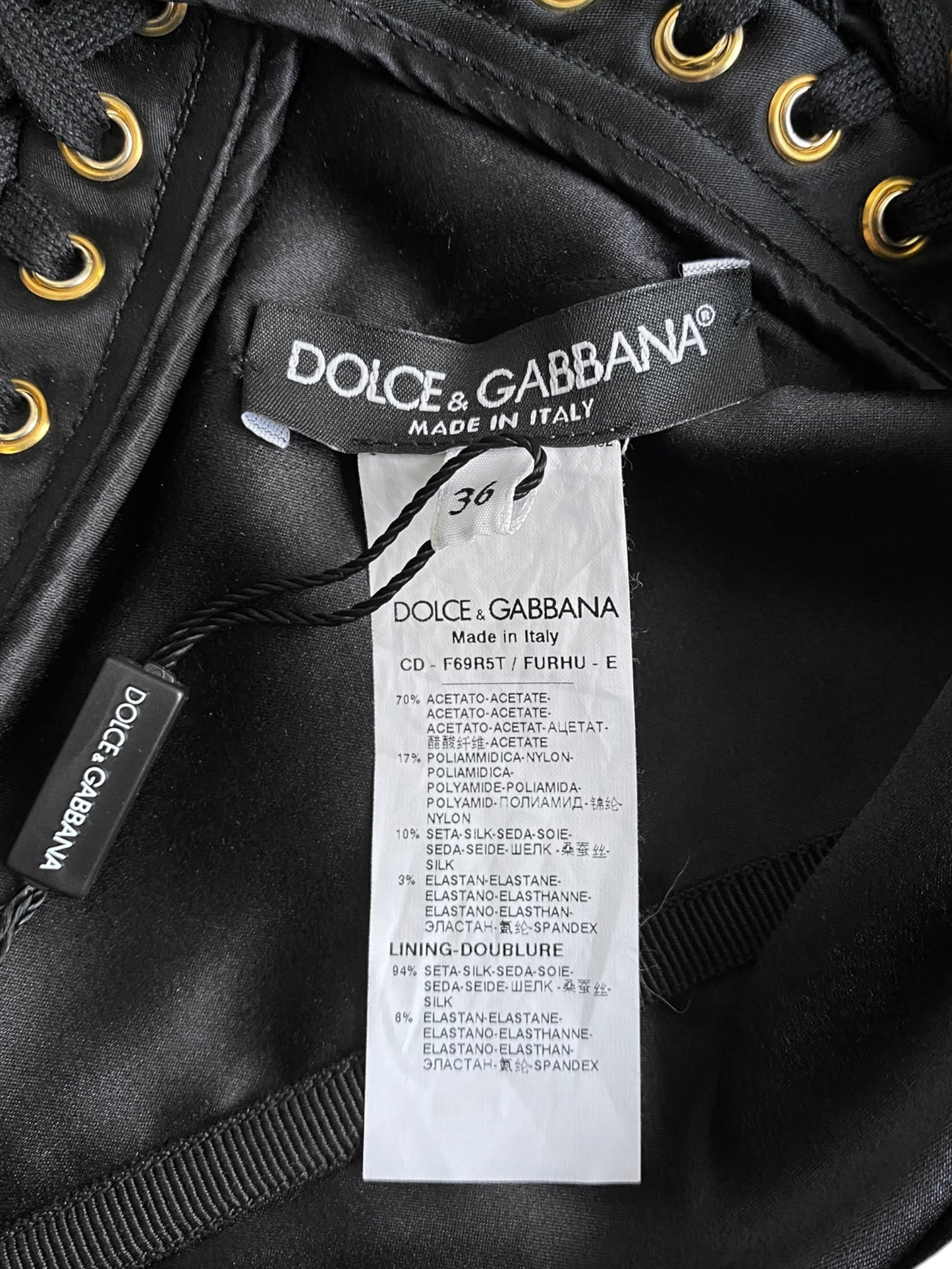 DOLCE & GABBANA SS2019 BLACK BONDAGE LACE-UP CORSET MIDI DRESS