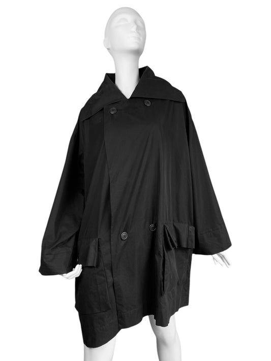 ISSEY MIYAKE WINDCOAT FW1993 BLACK DOUBLE BREASTED OVERSIZE  COAT