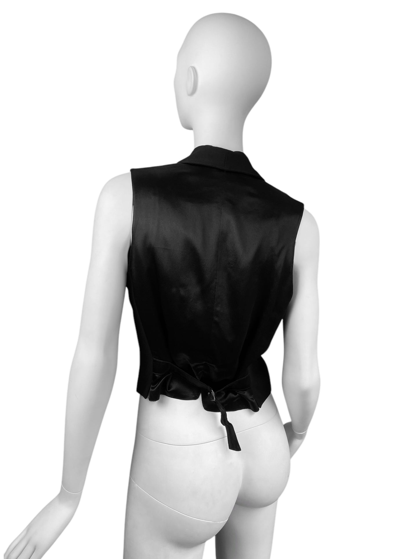 ANN DEMEULEMEESTER 1990s BLACK WOOL TIE CLOSURE WAISTCOAT