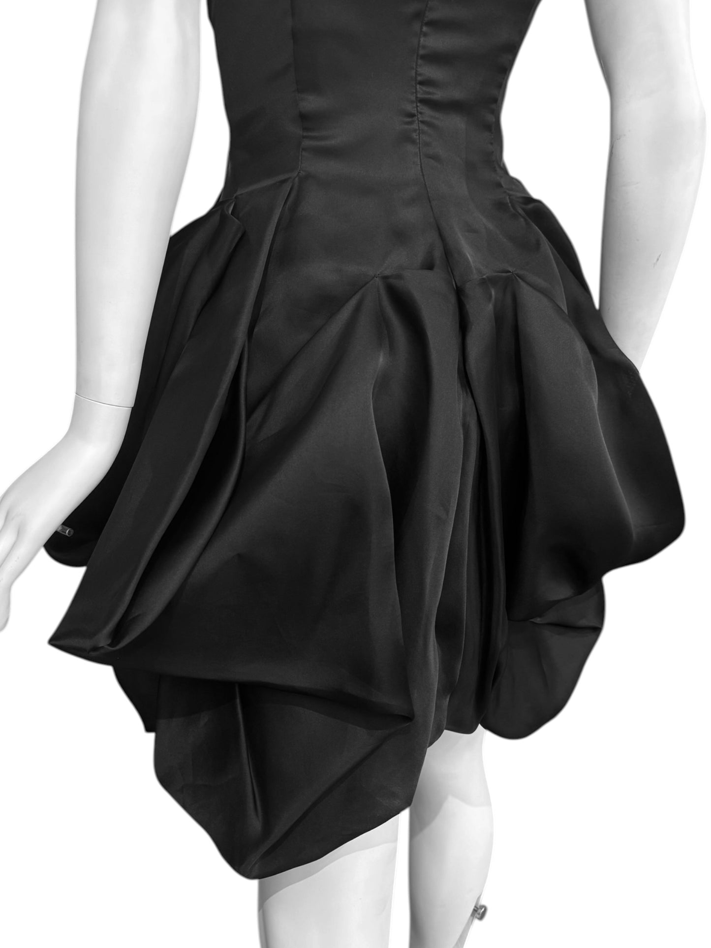 ALEXANDER MCQUEEN SS2009 «NATURAL DIS-TINCTION UN-NATURAL SELECTION» BLACK SILK BUSTIER MINI DRESS